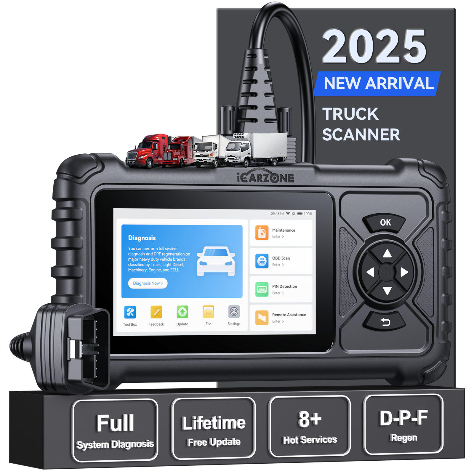 iCARZONE HD S700: Heavy-Duty Vehicle Diagnostic Tool | 37 Brands & Free Updates