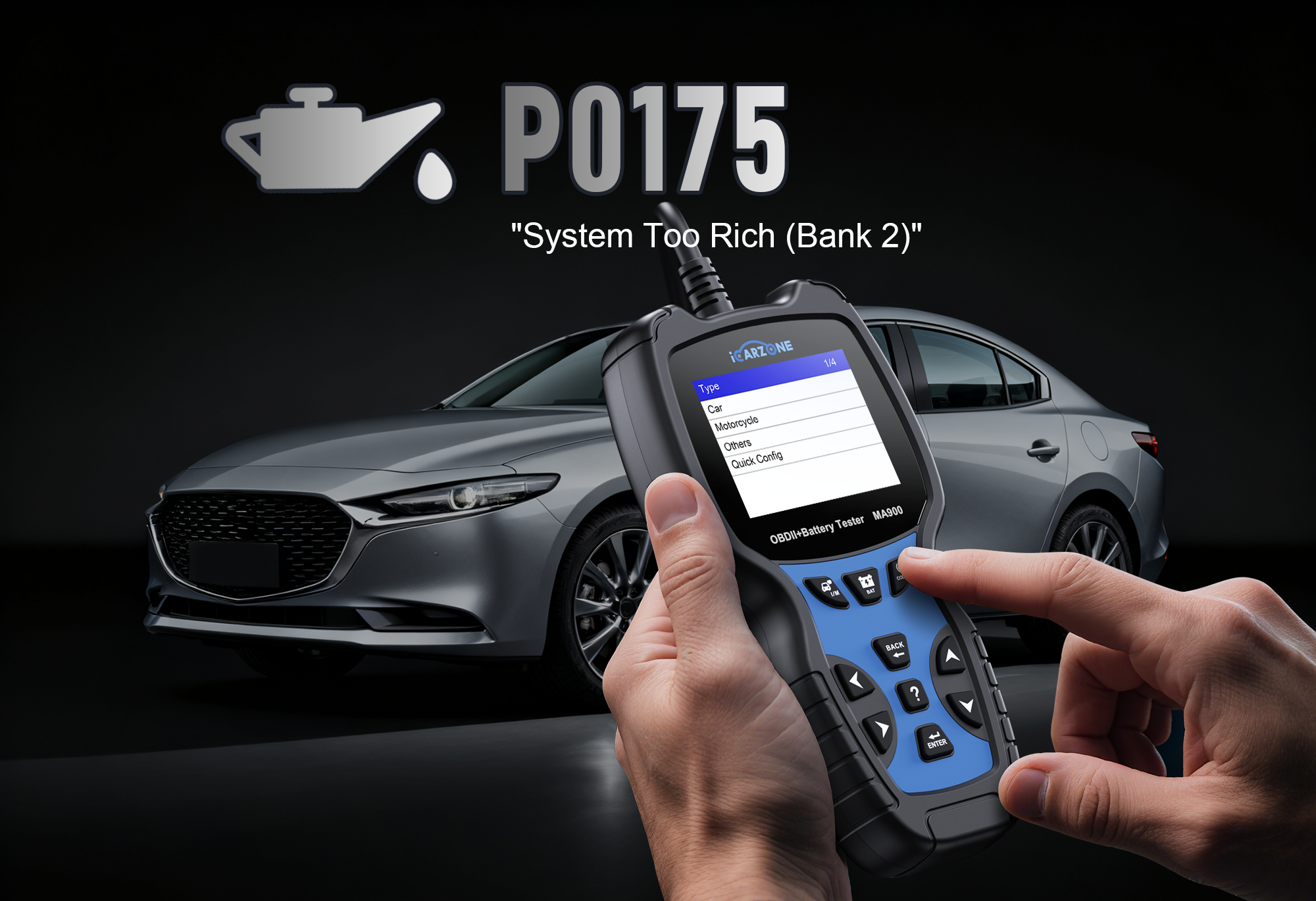 P0175 Code in Honda Civic: Fix Bank 2 Rich Condition with ICARZONE MA900