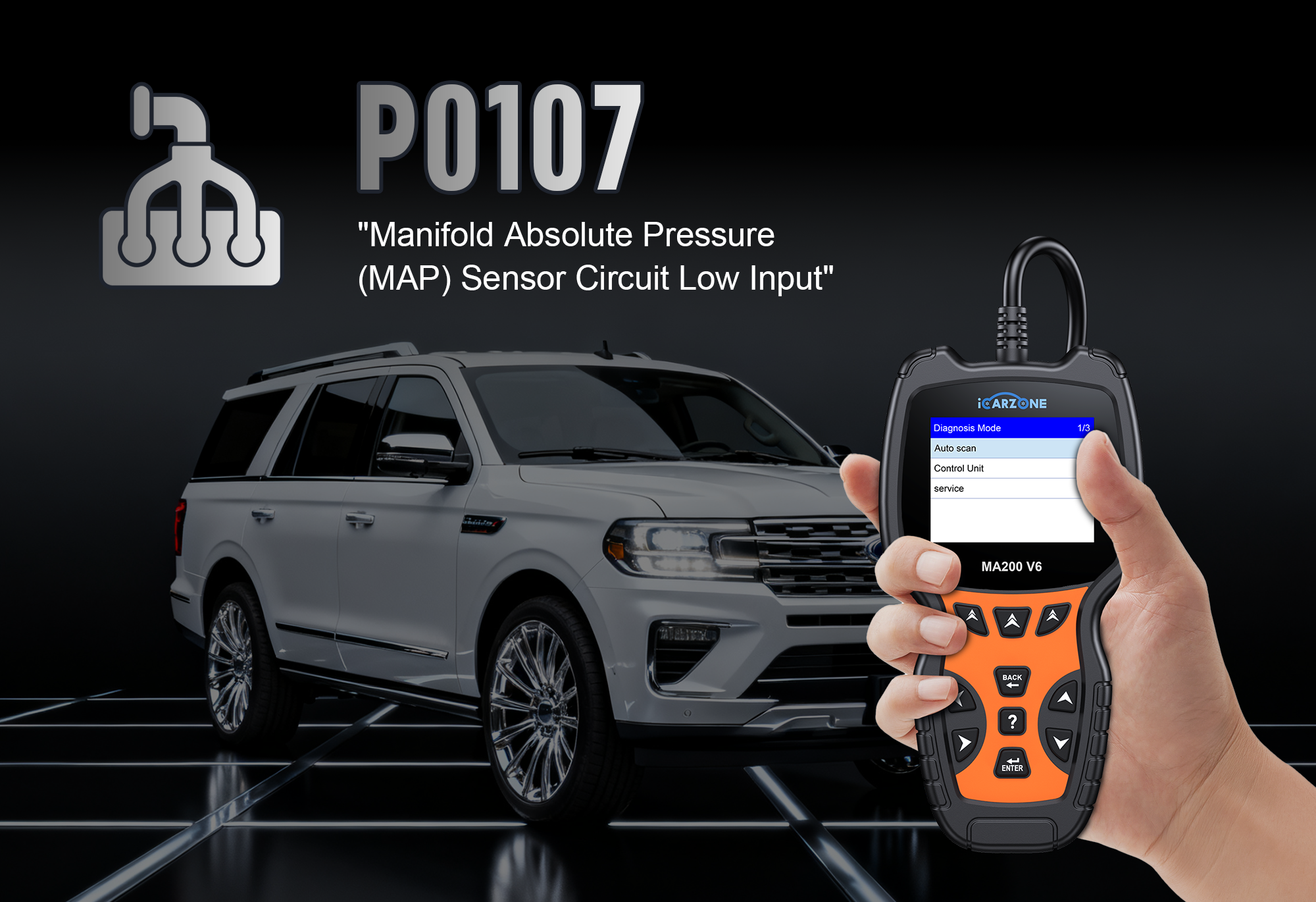 P0107 Code :MAP Sensor Low Voltage in Toyota Camry | DIY Fix with ICARZONE UR1000