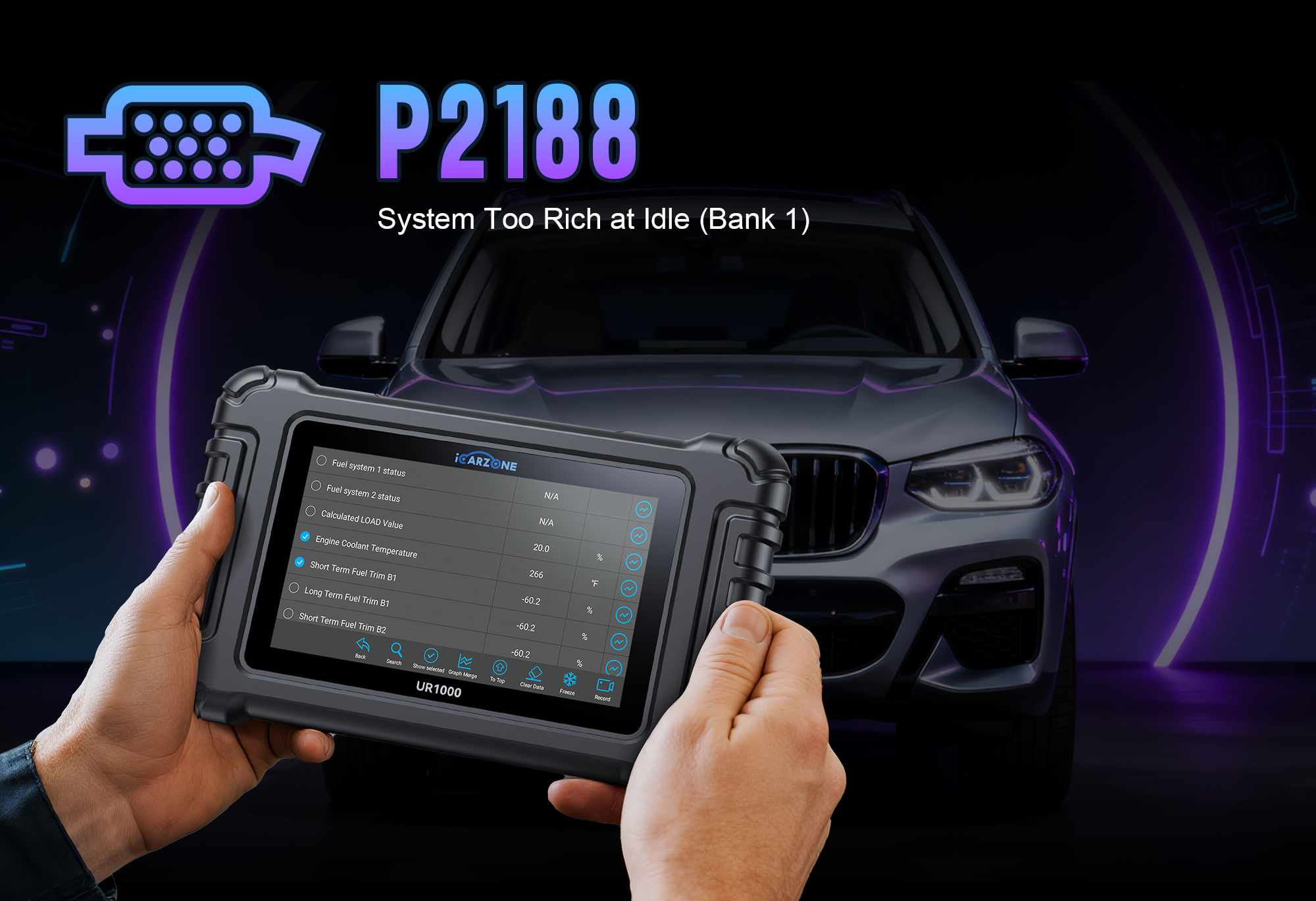 DIY FIX Idle Speed - System Too Lean faults in Audi A6L:  P2188 Code Cleared by ICARZONE UR800