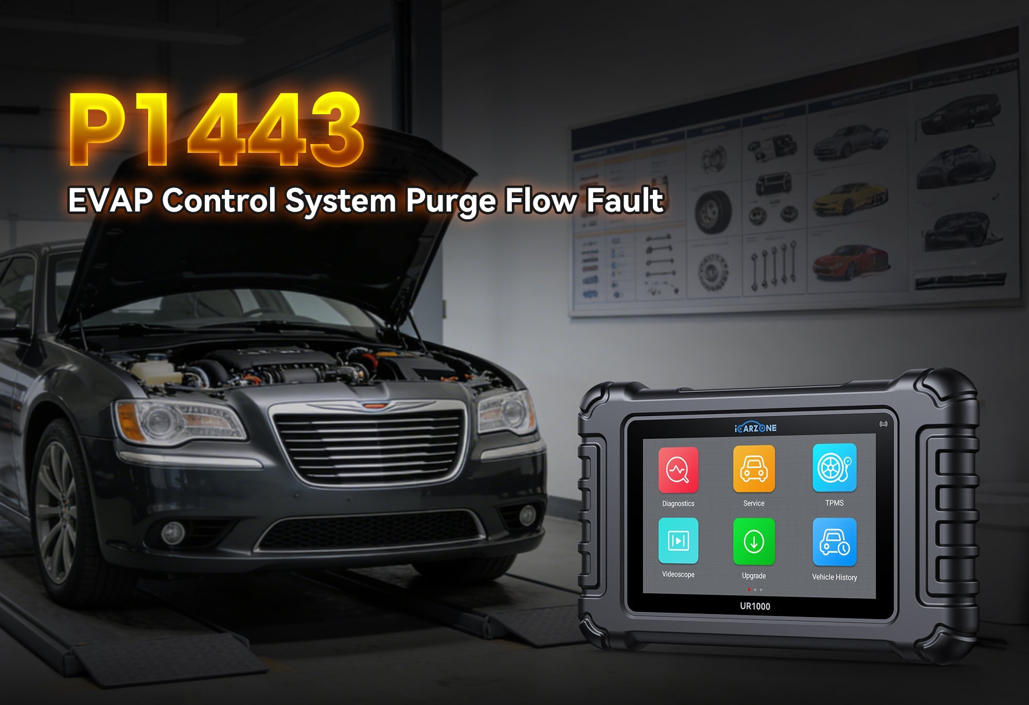 Fix Mercedes GLC 300 P1443 Code (2018-2024): UR1000 Diagnostic Tool for EVAP System Issues Meta Description