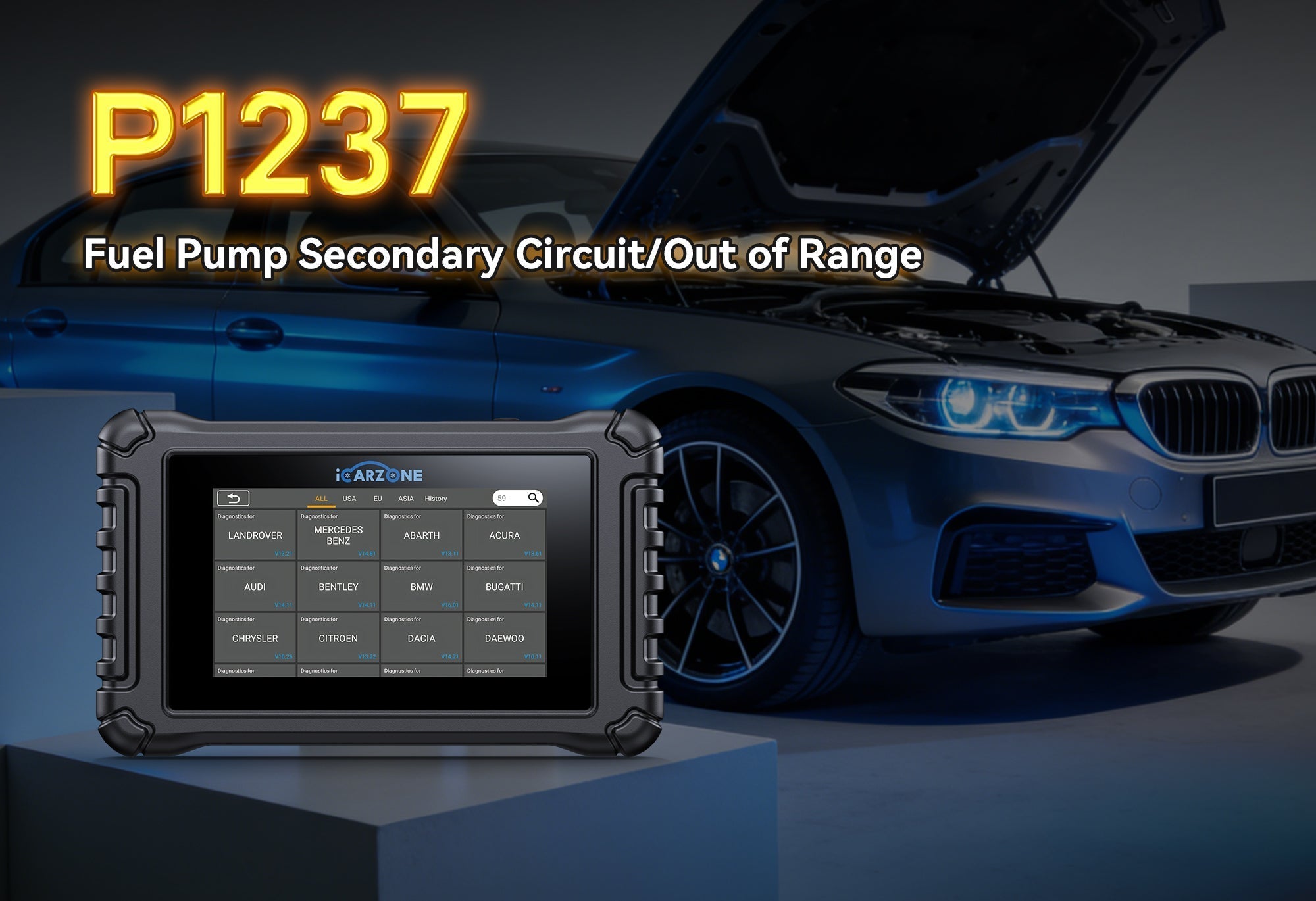 P1237 Code Fuel Pump Control Module Circuit High Input faults in BMW 3 Series: Easy Fix with ICARZONE UR800