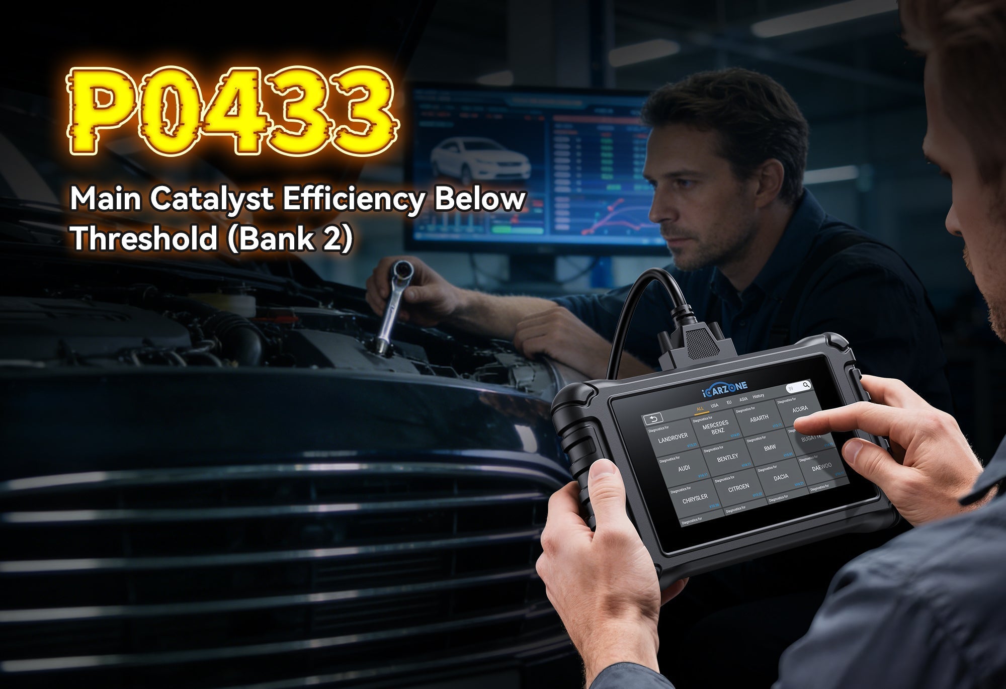 P0433 Code in BMW 3 Series: Fix Catalytic Converter Efficiency Below Threshold (Bank 2) faults with ICARZONE UR800