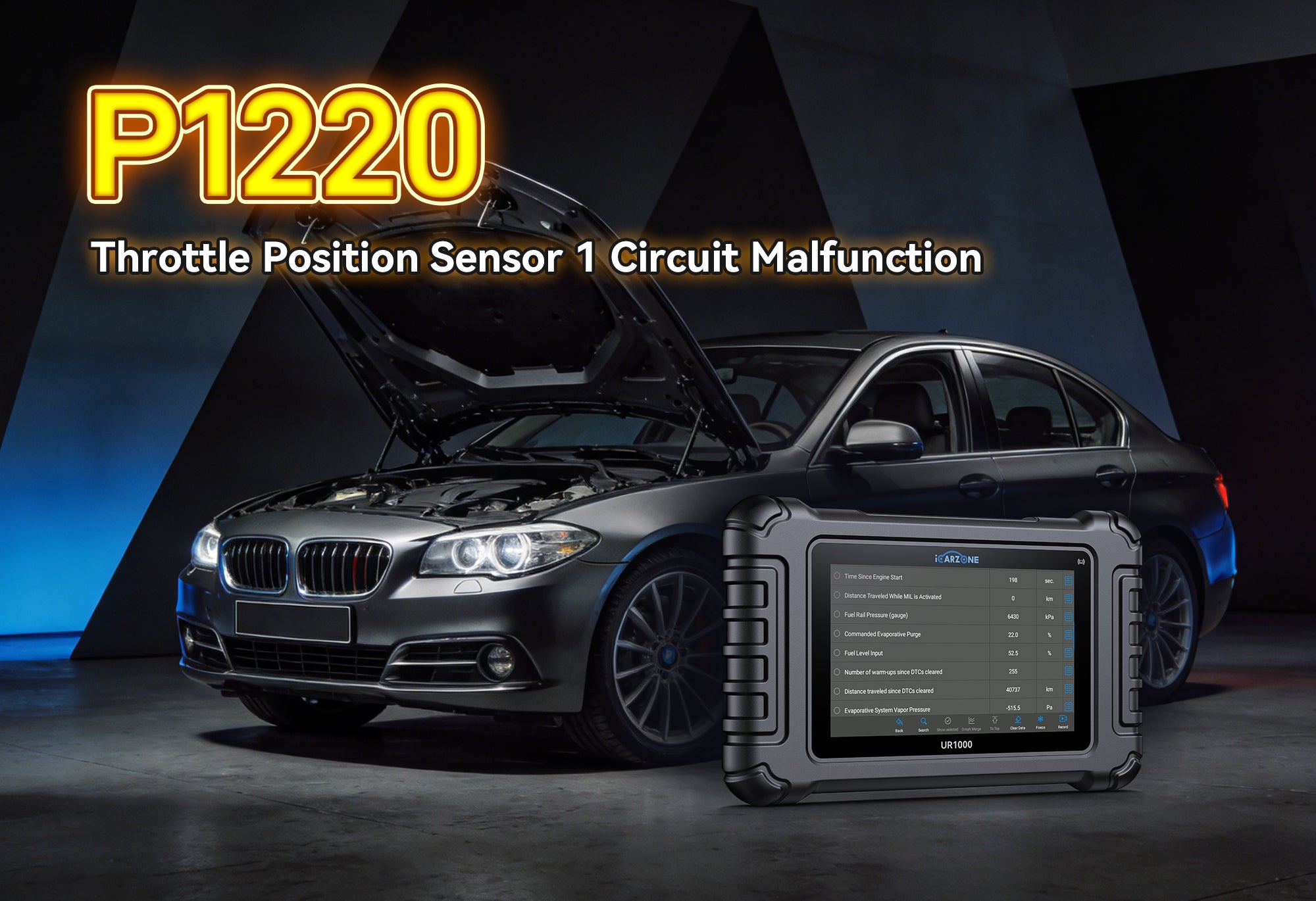 P1220 Code: Fix Fuel Injection Control Pressure Sensor Circuit High Input with ICARZONE UR1000 Diagnostic Tool