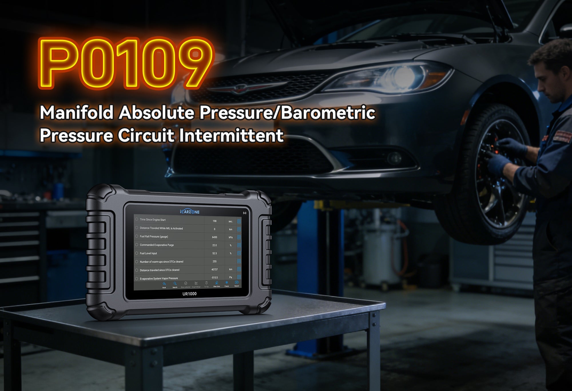 P0109 Code: Fix Manifold Absolute Pressure (MAP) Sensor Intermittent with ICARZONE UR1000 Diagnostic Tool