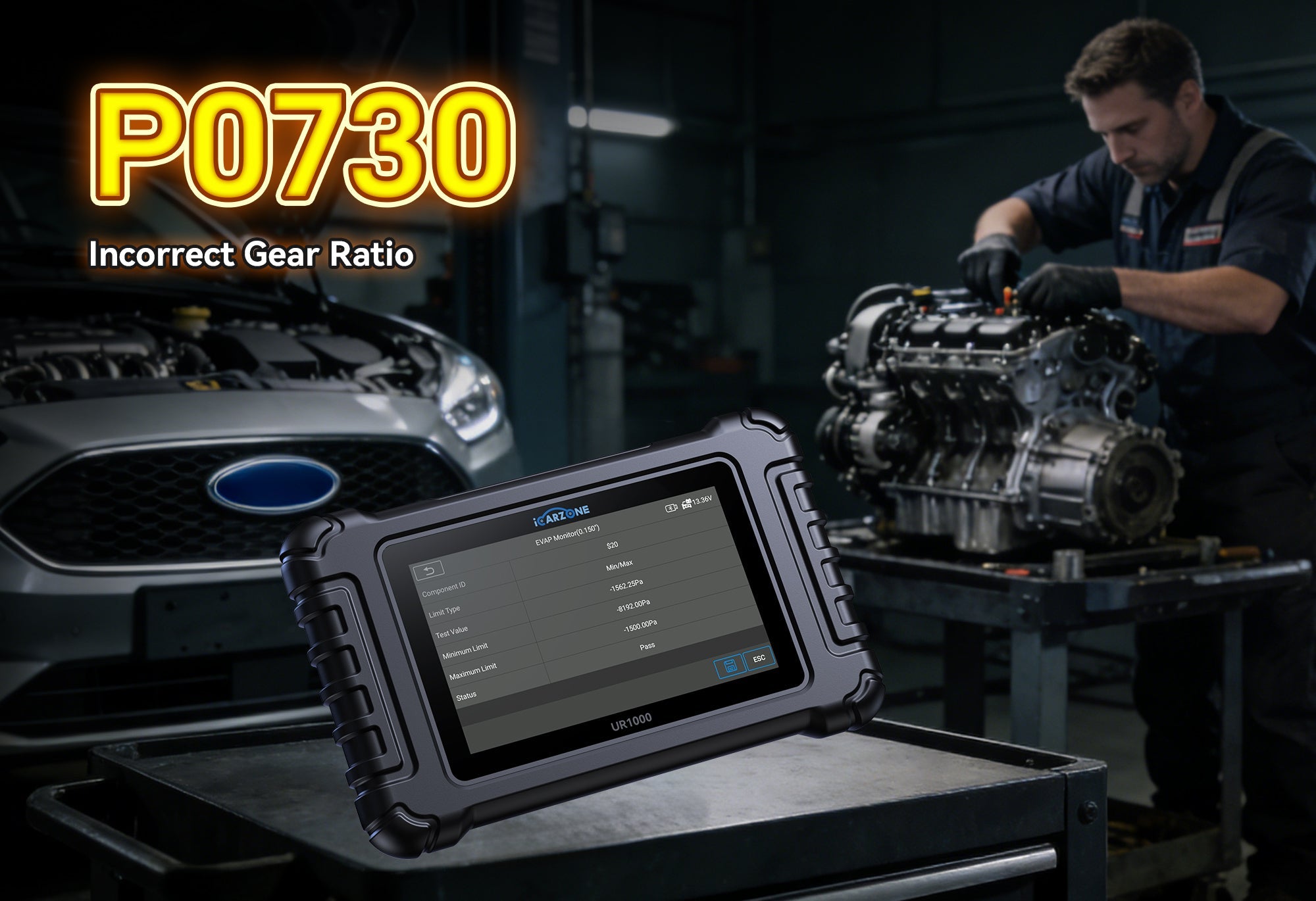 Fix P0730 Fault Code by ICARZONE UR1000: Incorrect Gear Ratio