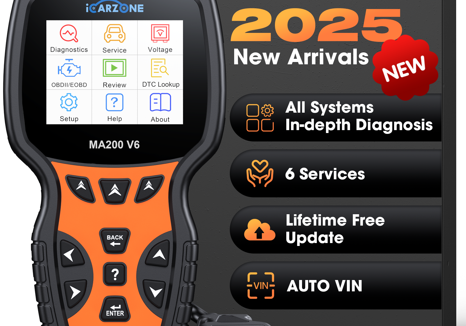 iCARZONE MA200 V6: Pro European Car Diagnostic Tool | 6 Service Functions