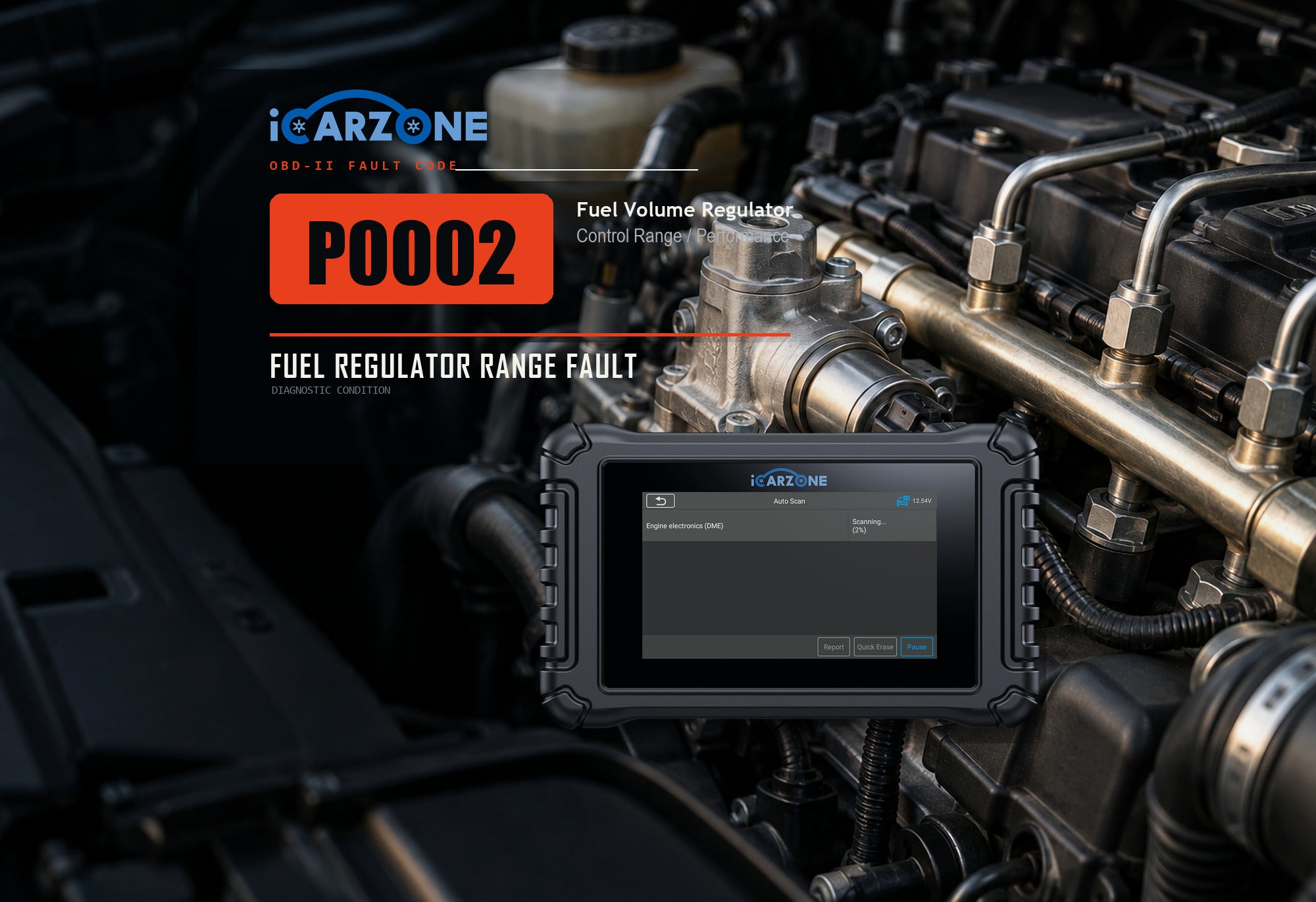 P0002 fuel volume regulator performance diagnostic illustration