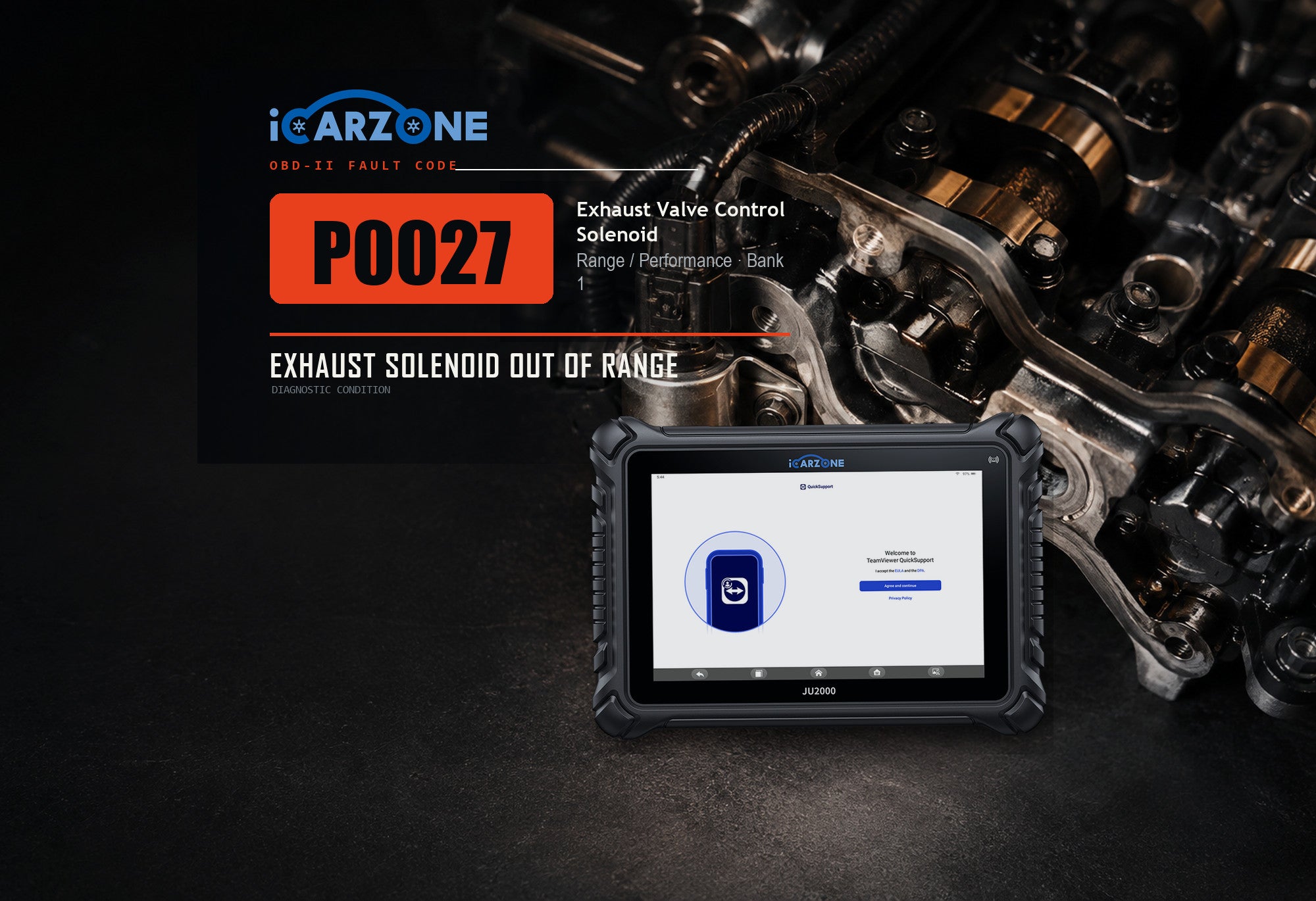 P0027 Exhaust Valve Control Performance, Bank 1 diagnostic illustration