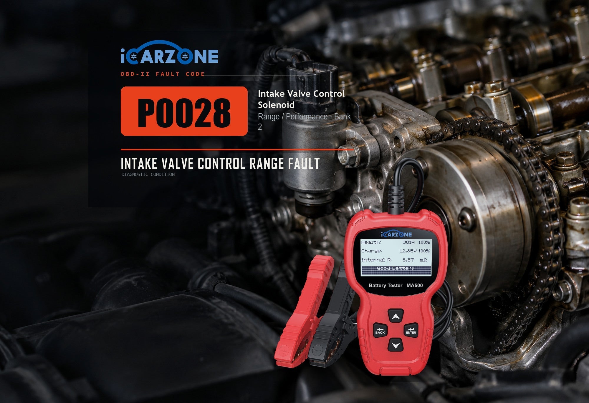 P0028 Intake Valve Control Solenoid Circuit Range and Performance Bank 2 diagnostic illustration