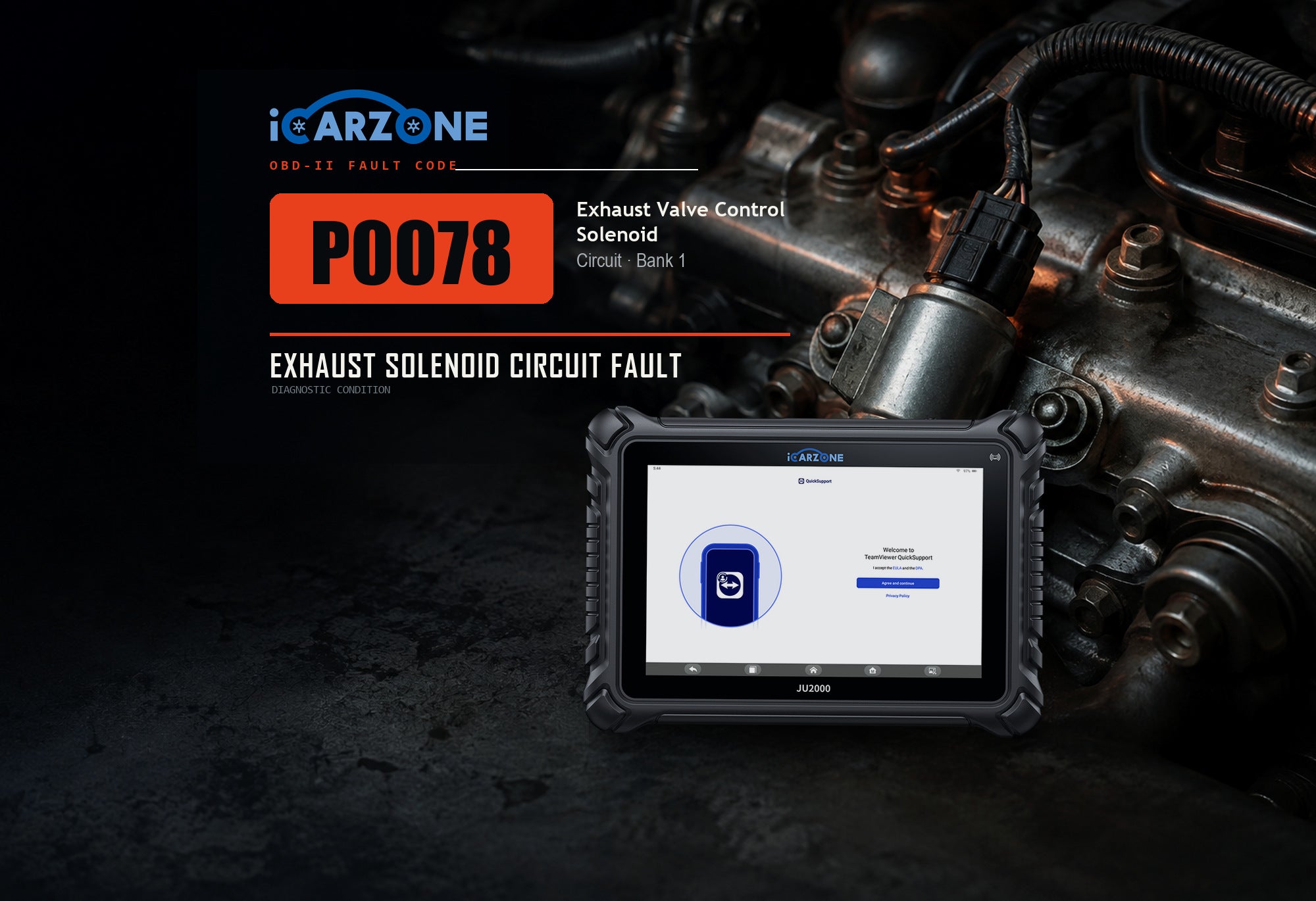 P0078 bank 1 exhaust valve control circuit diagnostic illustration