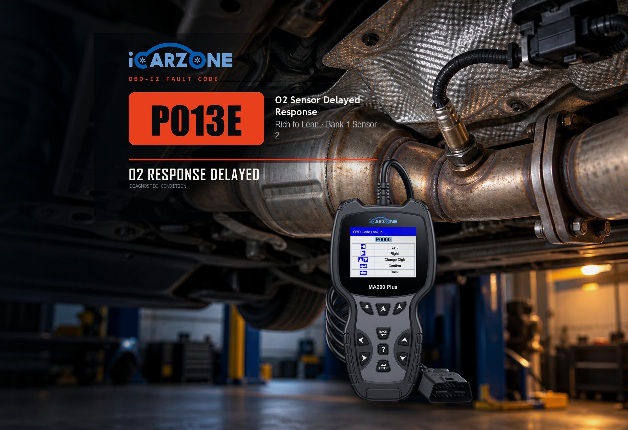 P013E Delayed Rich-to-Lean O2 Response, Bank 1 Sensor 2 diagnostic illustration