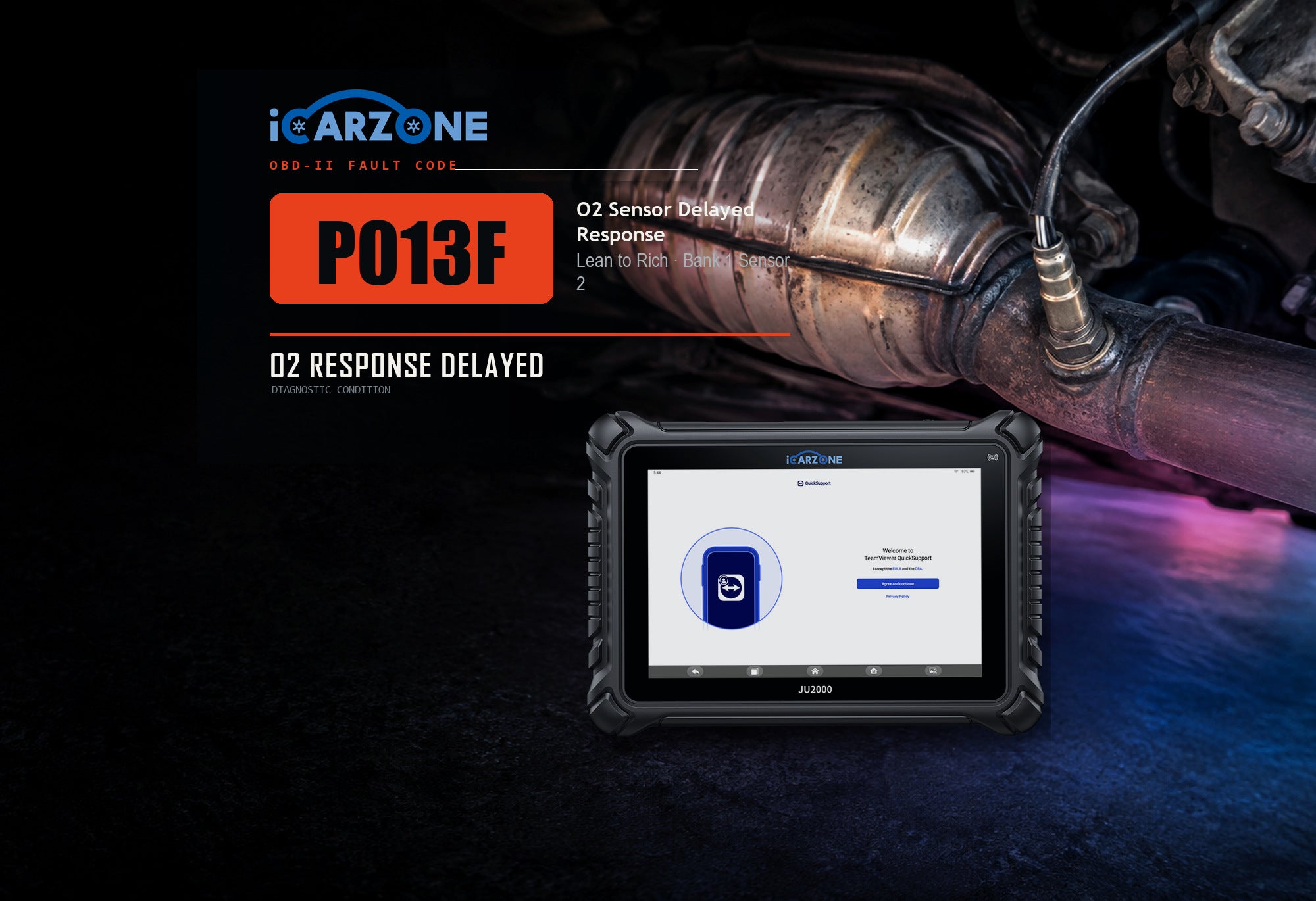 P013F Delayed Lean-to-Rich Response, Bank 1 Sensor 2 diagnostic illustration