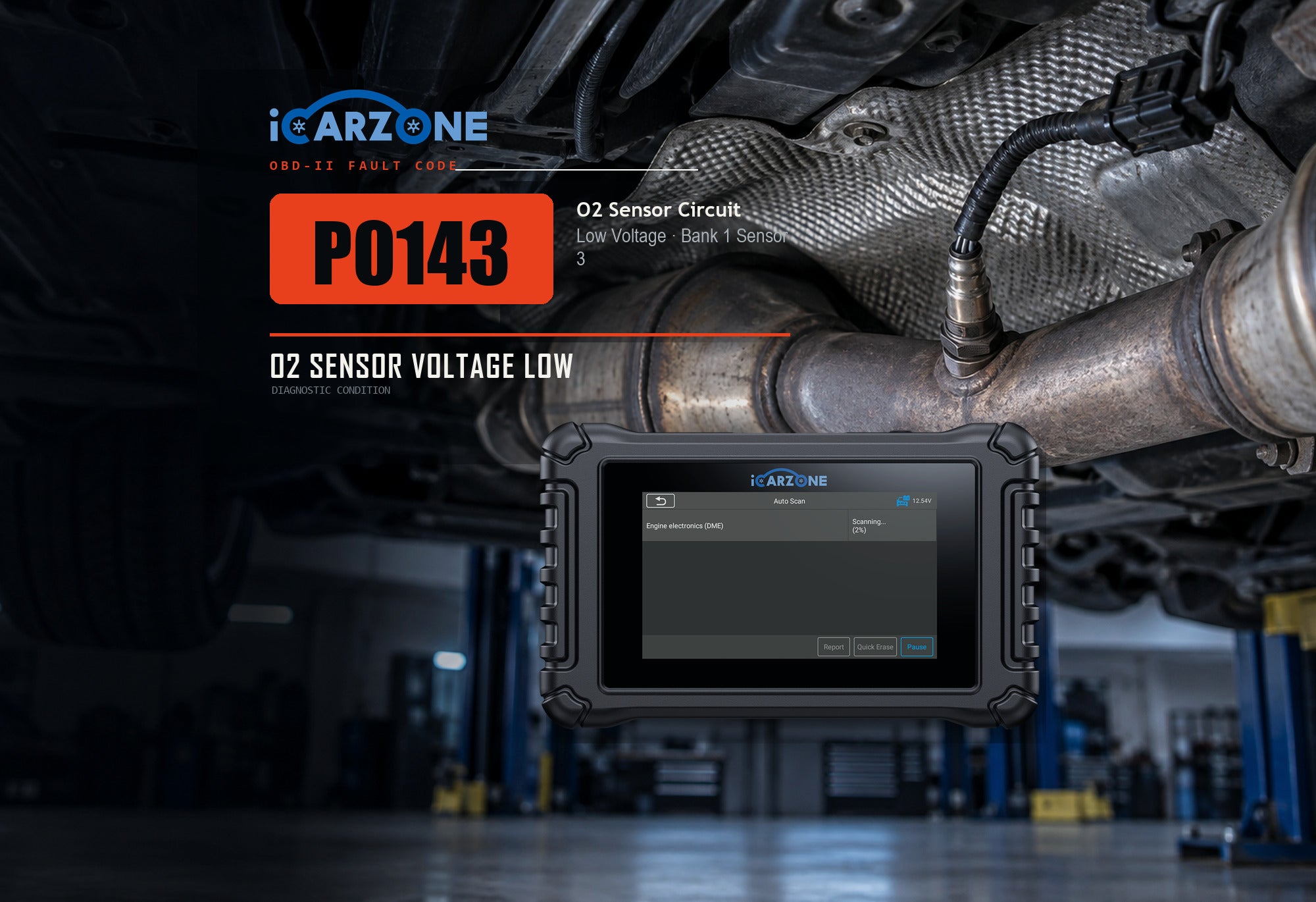 P0143 O2 sensor bank 1 sensor 3 low voltage diagnostic illustration