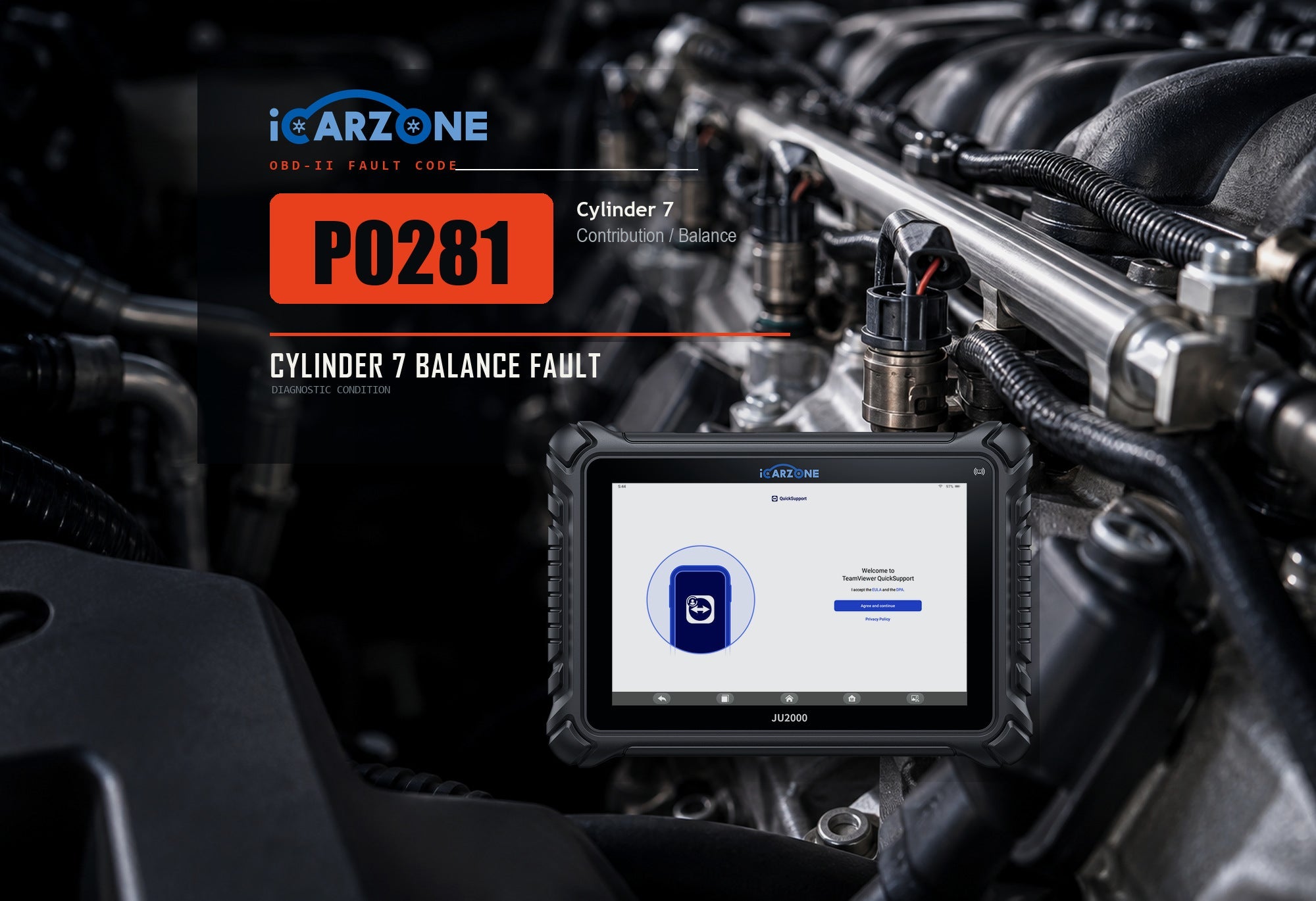 P0281 cylinder 7 contribution and balance diagnostic illustration