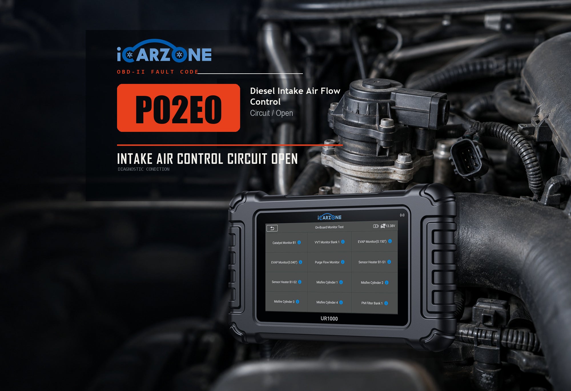 P02E0 diesel intake air flow control circuit open diagnostic illustration