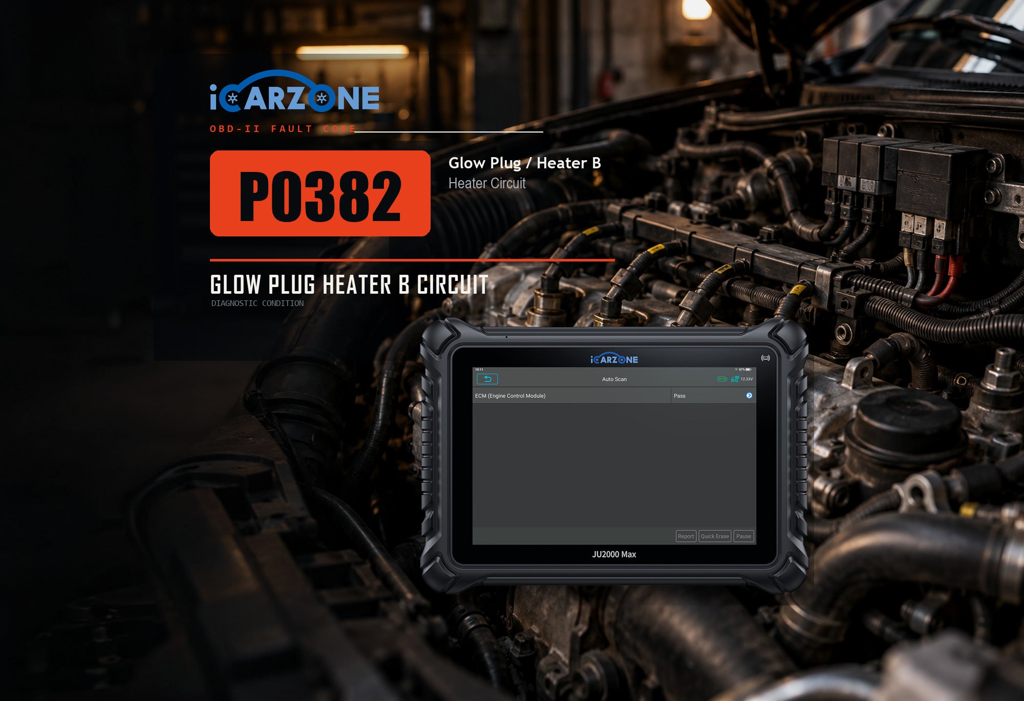 P0382 glow plug heater circuit B malfunction diagnostic illustration