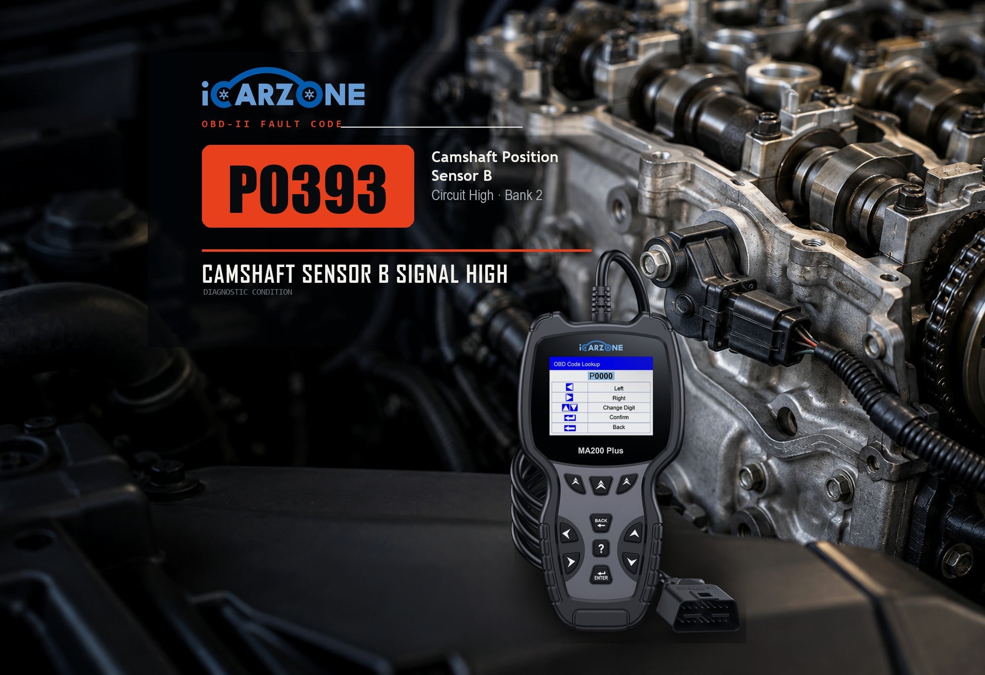 P0393 camshaft position sensor B circuit high bank 2 diagnostic illustration