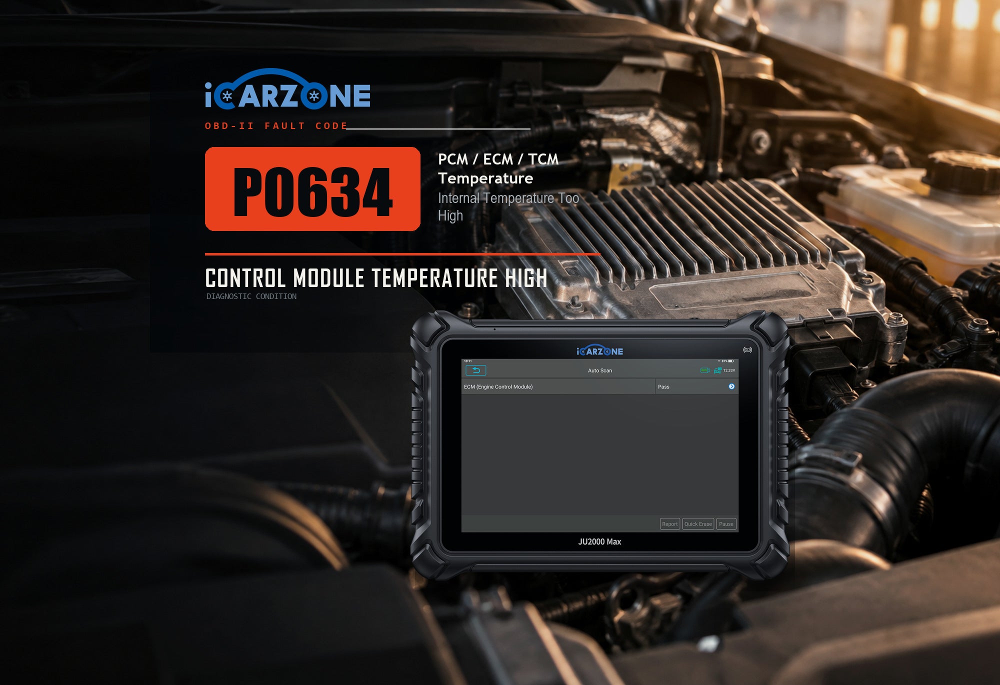 P0634 control module internal temperature too high diagnostic illustration