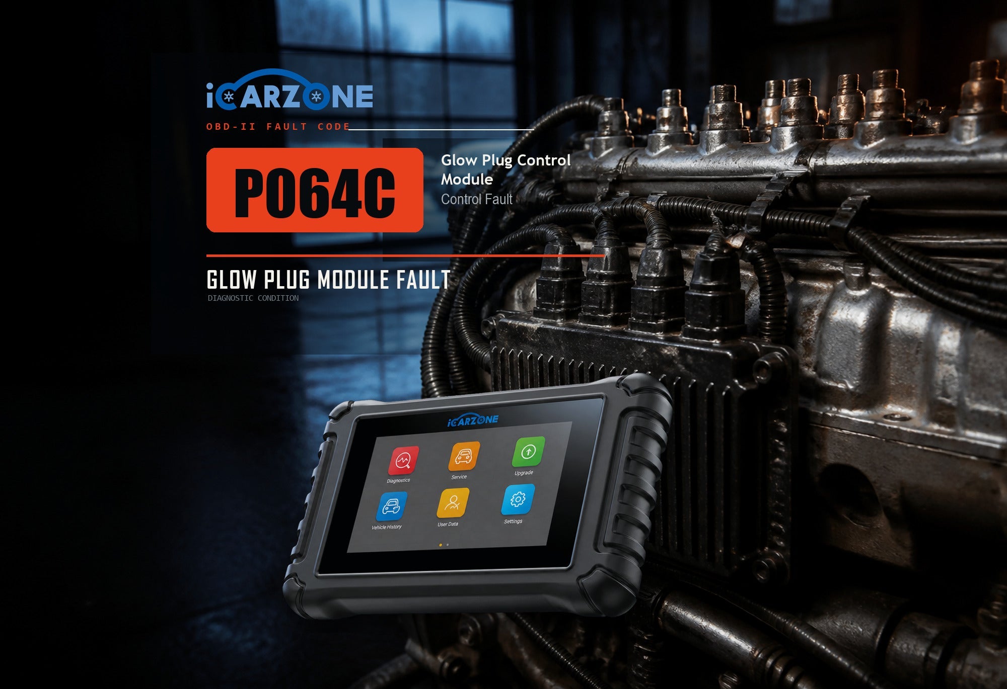 P064C glow plug control module diagnosis diagnostic illustration