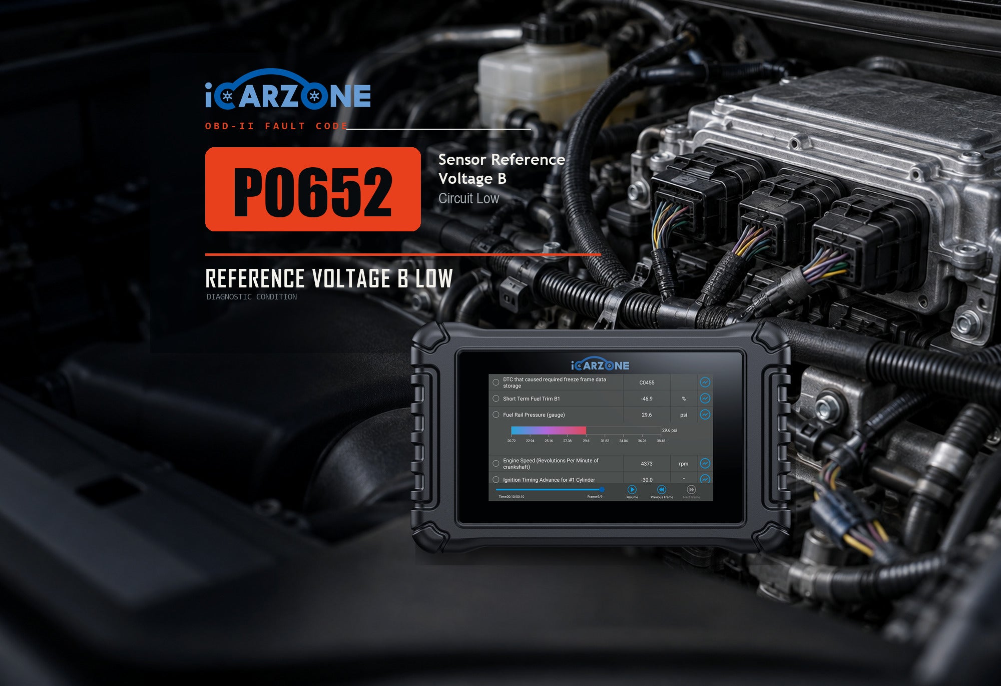 P0652 sensor reference voltage B circuit low diagnostic illustration