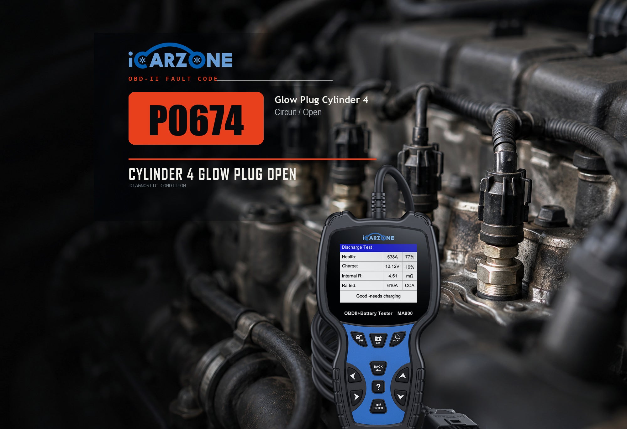 P0674 cylinder 4 glow plug circuit open diagnostic illustration