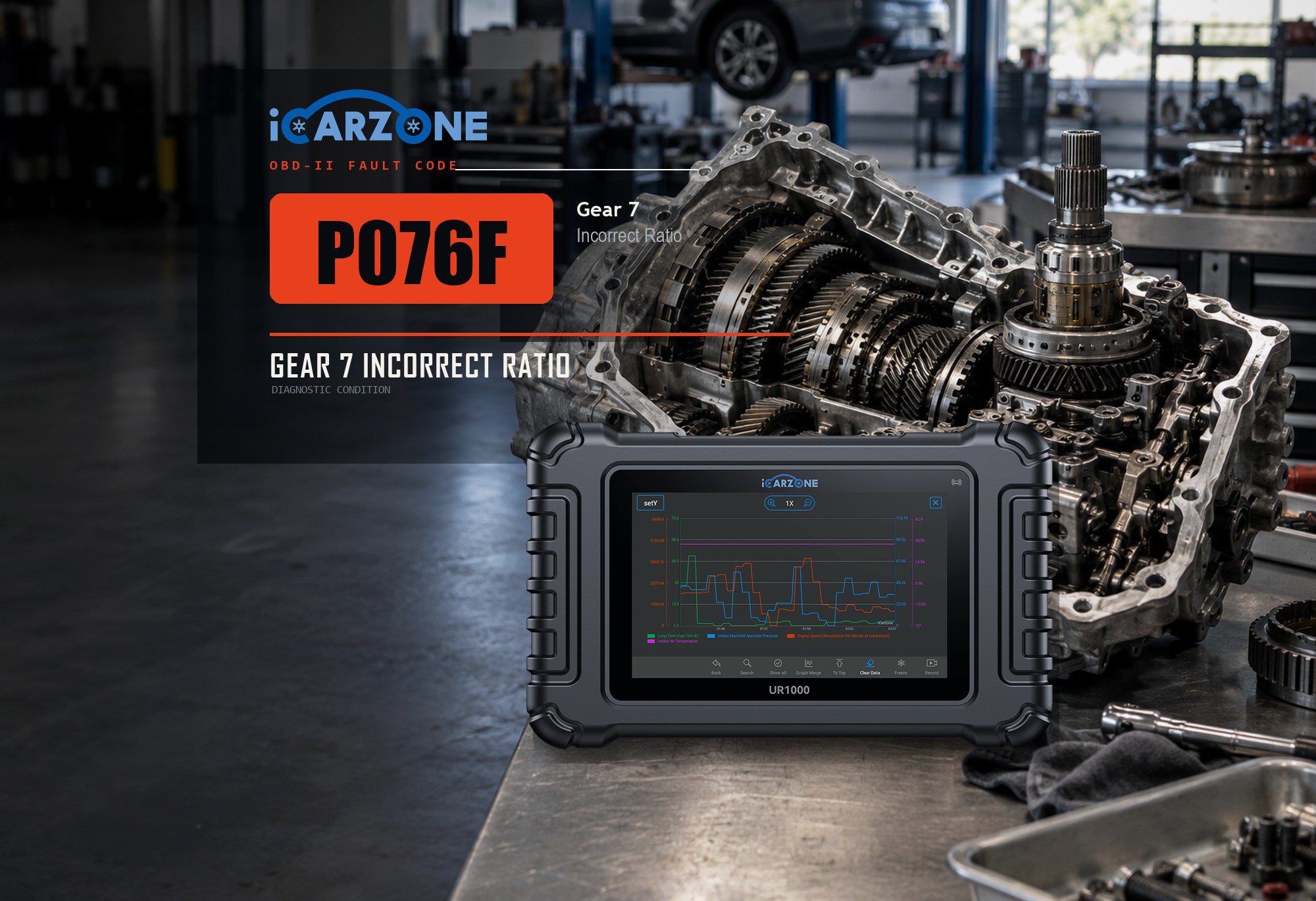P076F gear 7 incorrect ratio transmission diagnostic illustration