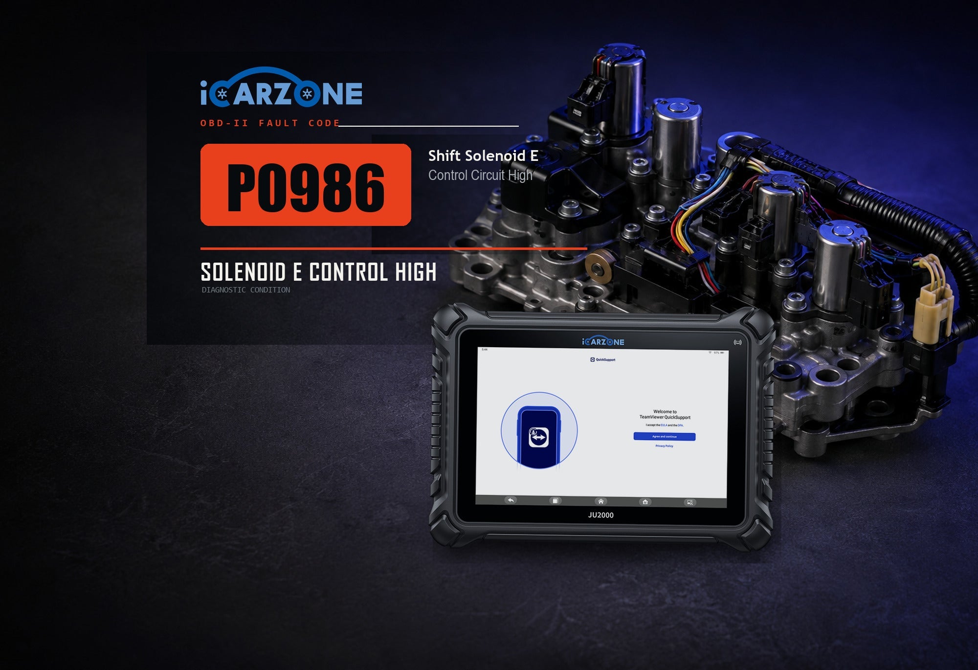 P0986 shift solenoid e circuit high diagnosis diagnostic illustration