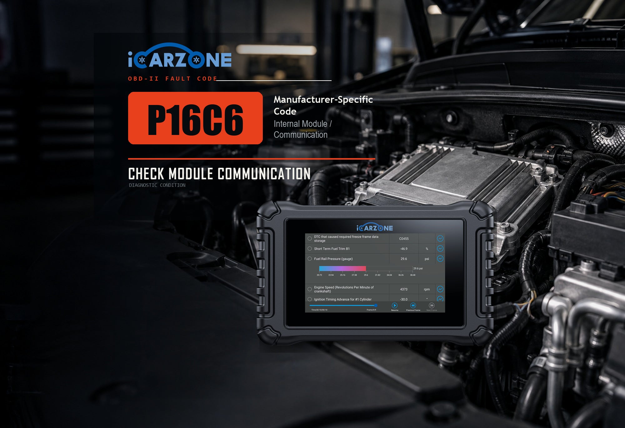P16C6 manufacturer specific diagnostic code guide with iCARZONE scanner