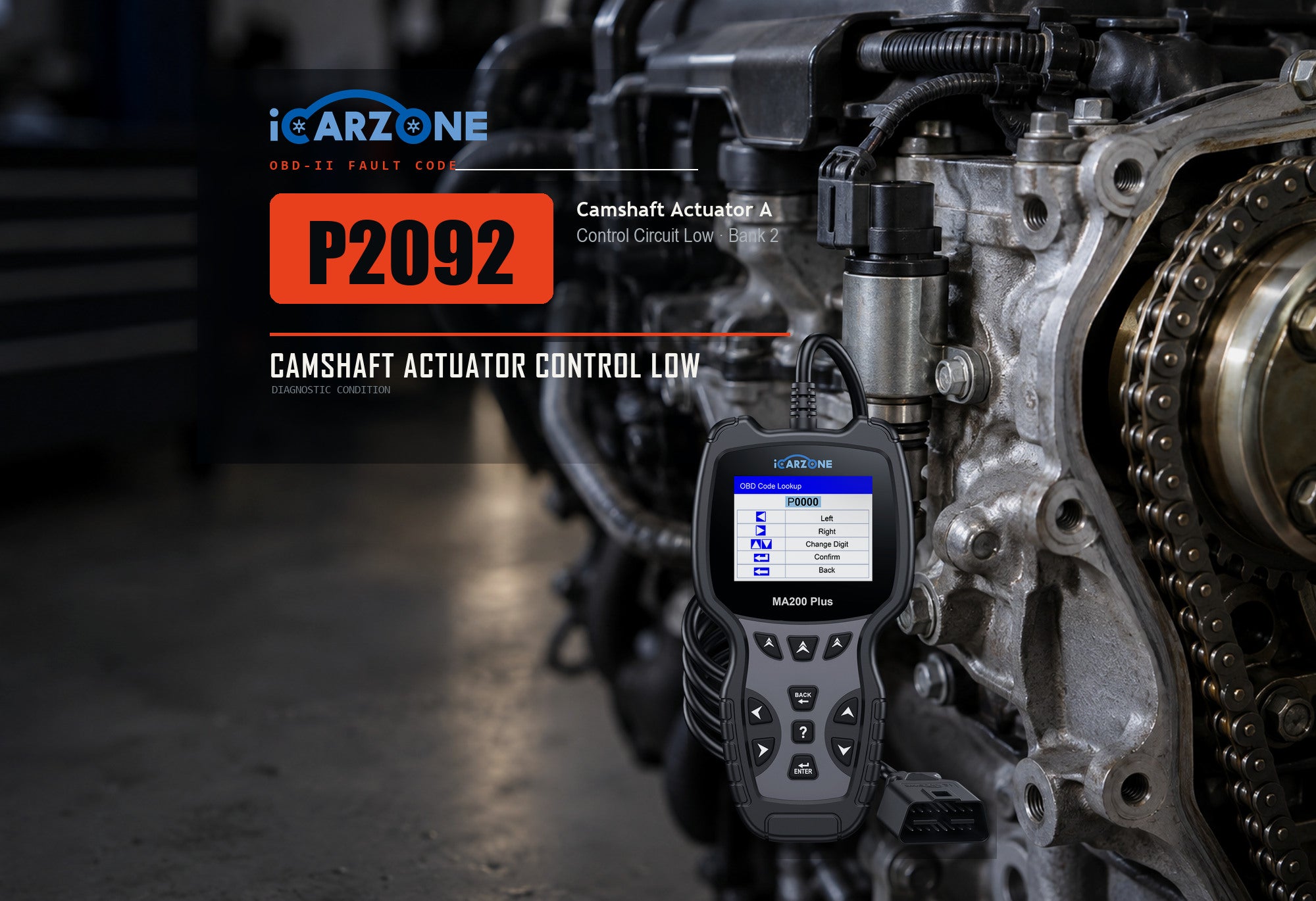P2092 camshaft position actuator control circuit low bank 2 diagnostic illustration