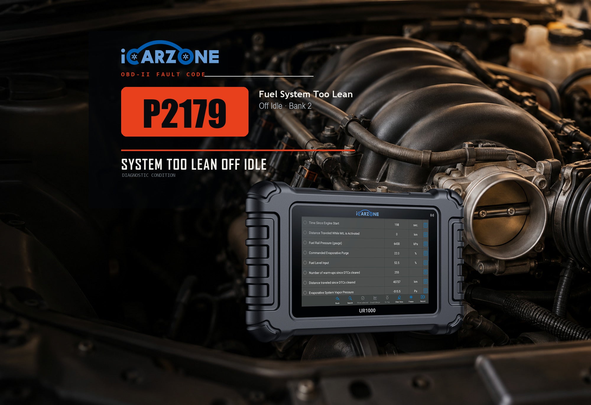 P2179 system too lean off idle Bank 2 diagnostic illustration