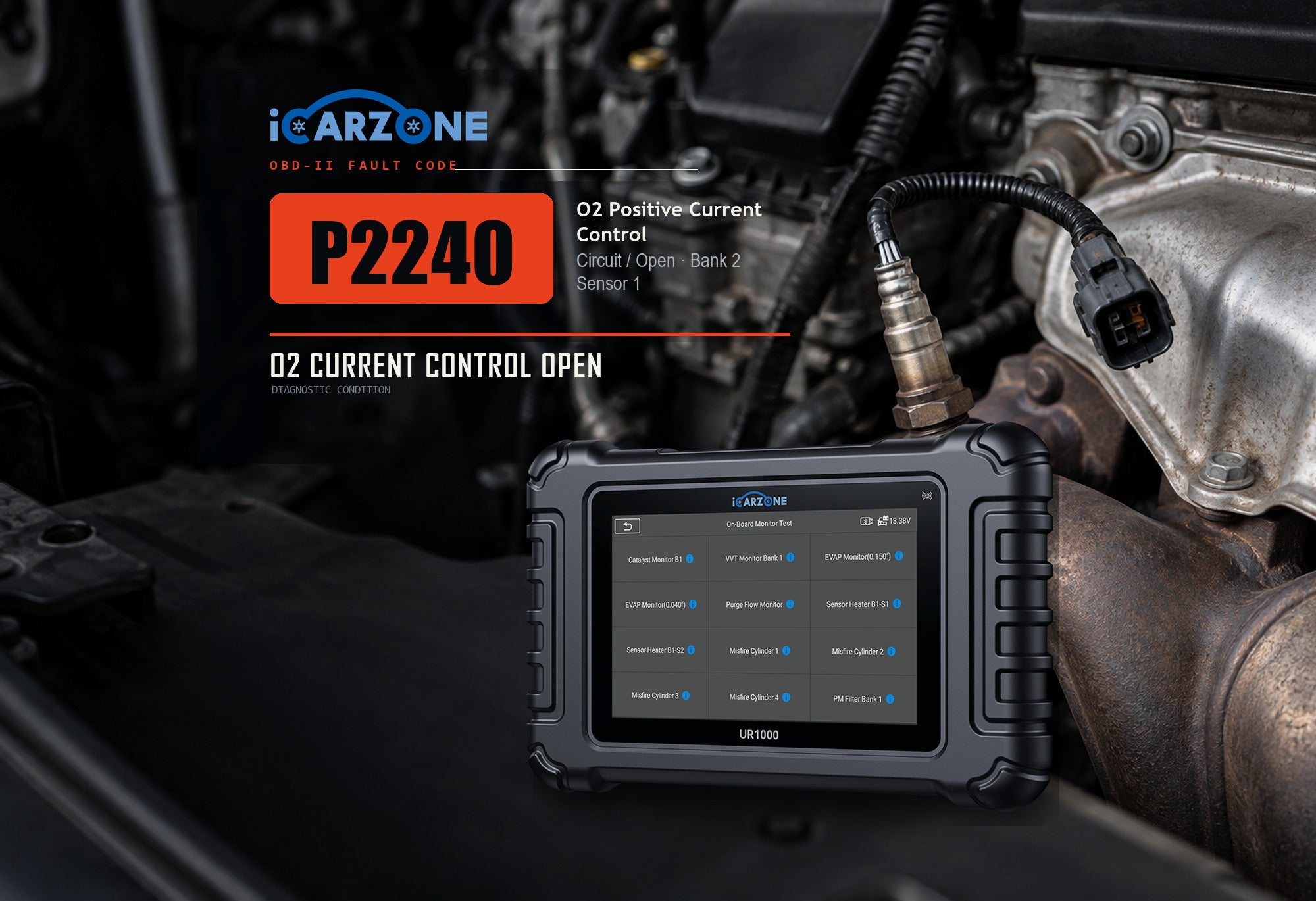 P2240 bank 2 sensor 1 oxygen sensor positive current control circuit diagnostic illustration
