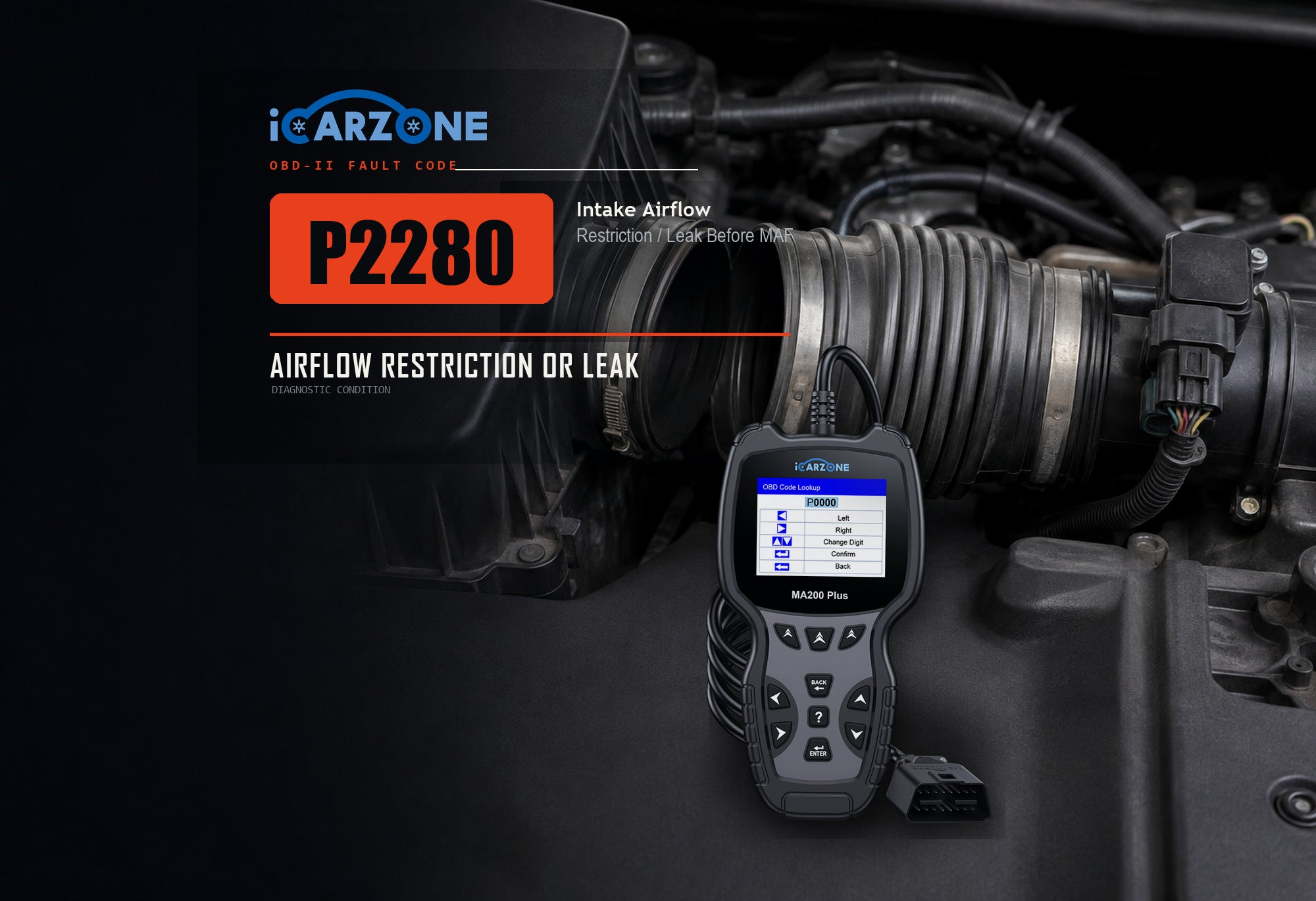 P2280 Air Filter to MAF Restriction or Leak diagnostic illustration