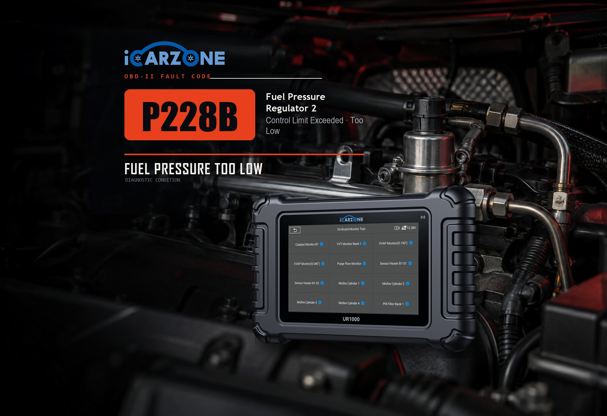 P228B fuel pressure regulator 2 forced engine shutdown diagnostic illustration