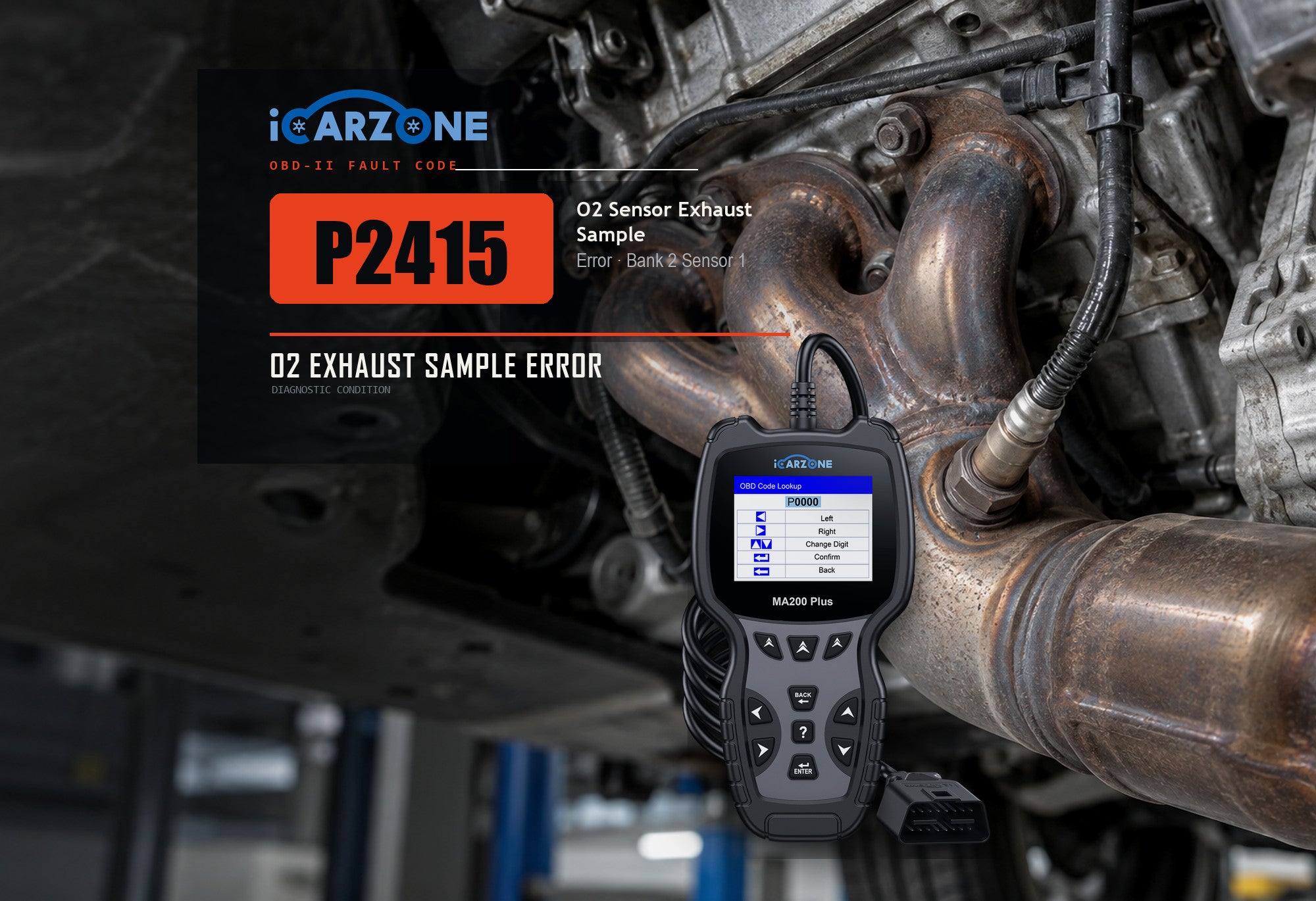 P2415 O2 exhaust sample error bank 2 sensor 1 diagnostic illustration