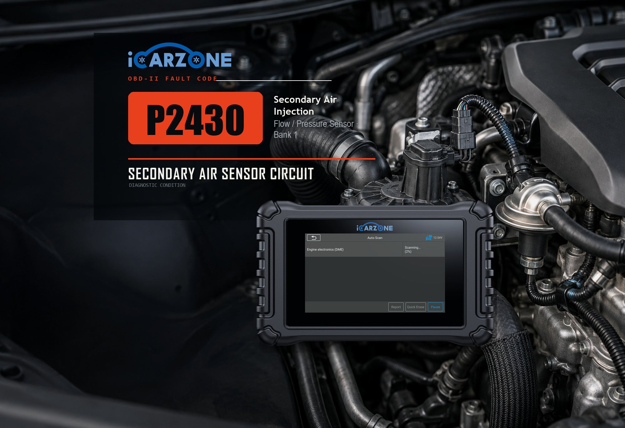 P2430 secondary air pressure sensor circuit bank 1 diagnostic illustration