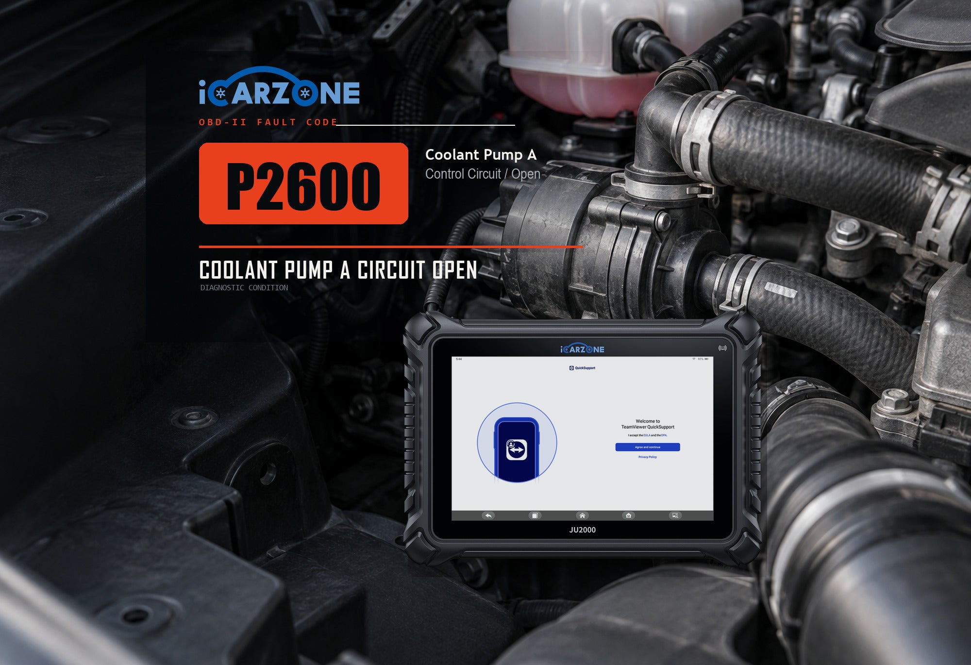 P2600 coolant pump A control circuit open diagnostic illustration