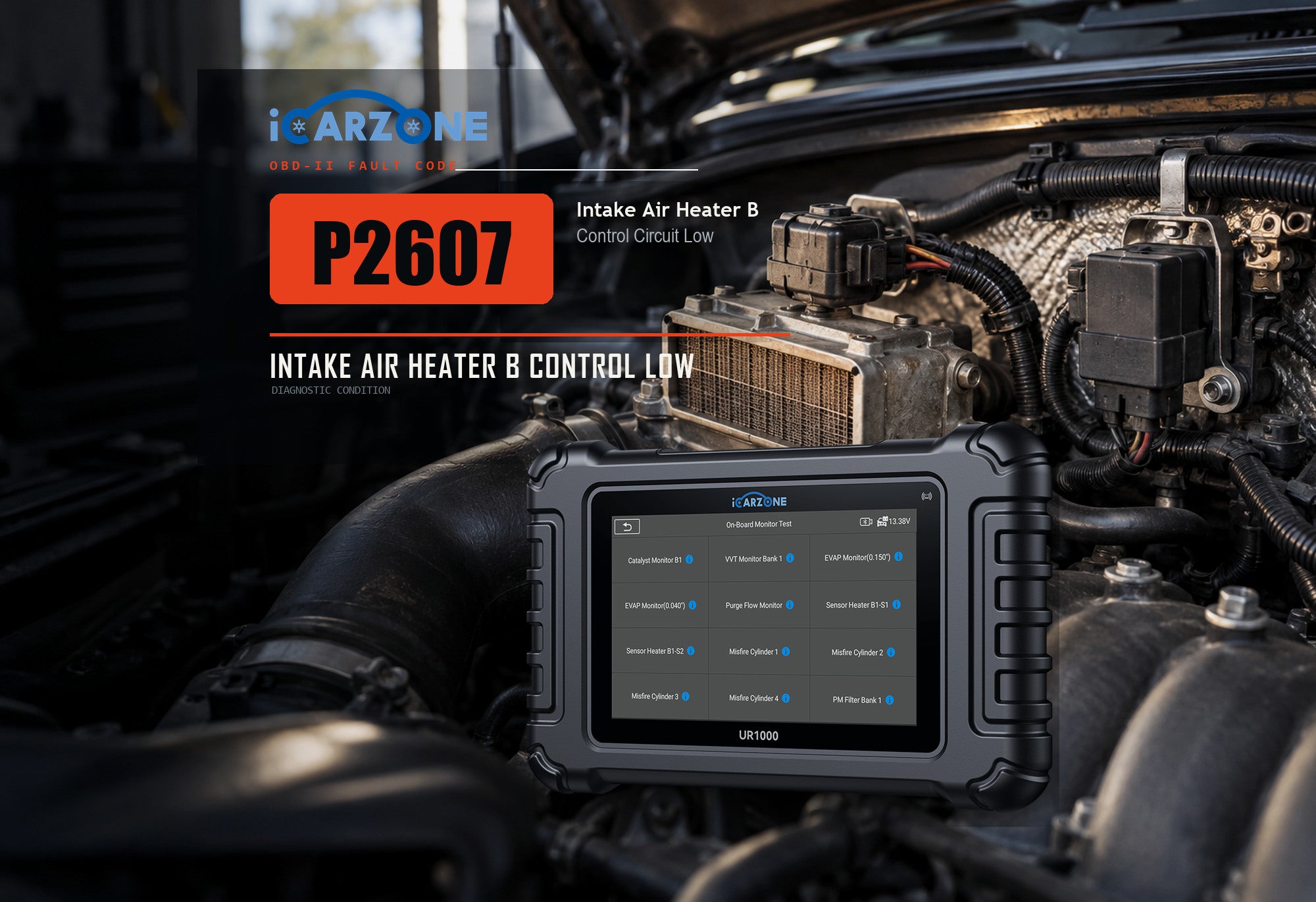P2607 intake air heater B circuit low diagnostic illustration