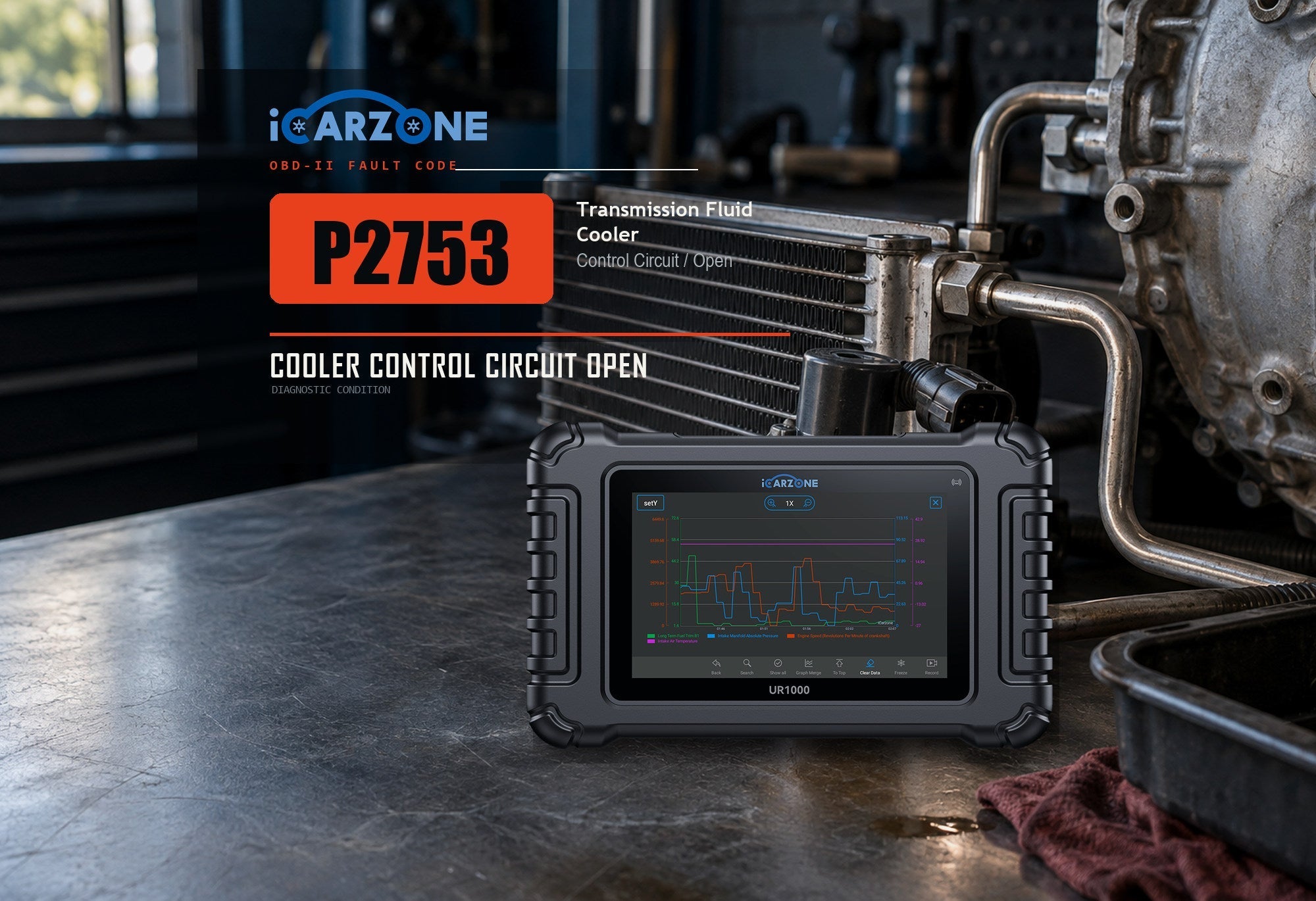 P2753 transmission fluid cooler control circuit open diagnostic illustration