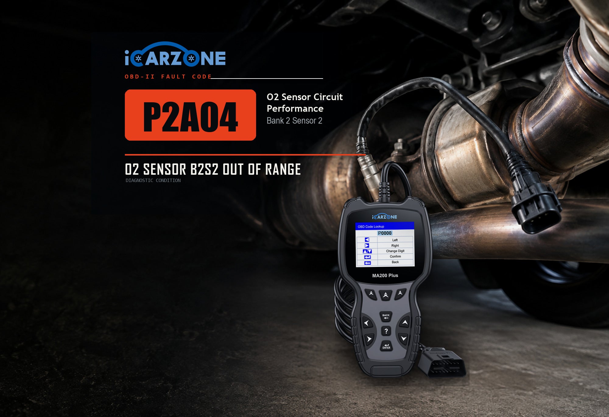 P2A04 O2 sensor range performance bank 2 sensor 2 diagnostic illustration