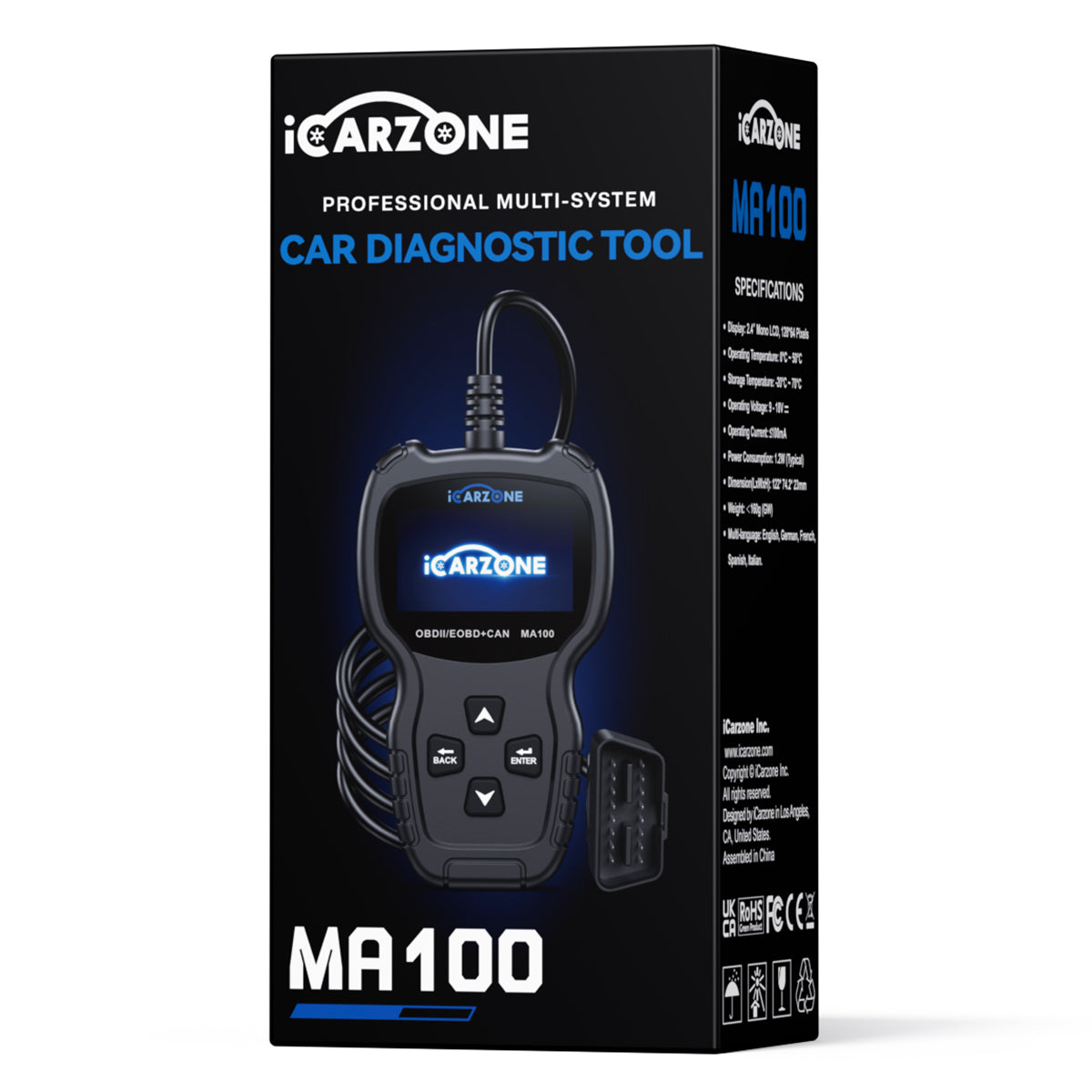 MA100 Plug-and-Play OBD2 Code Reader with Check Engine Light Reset