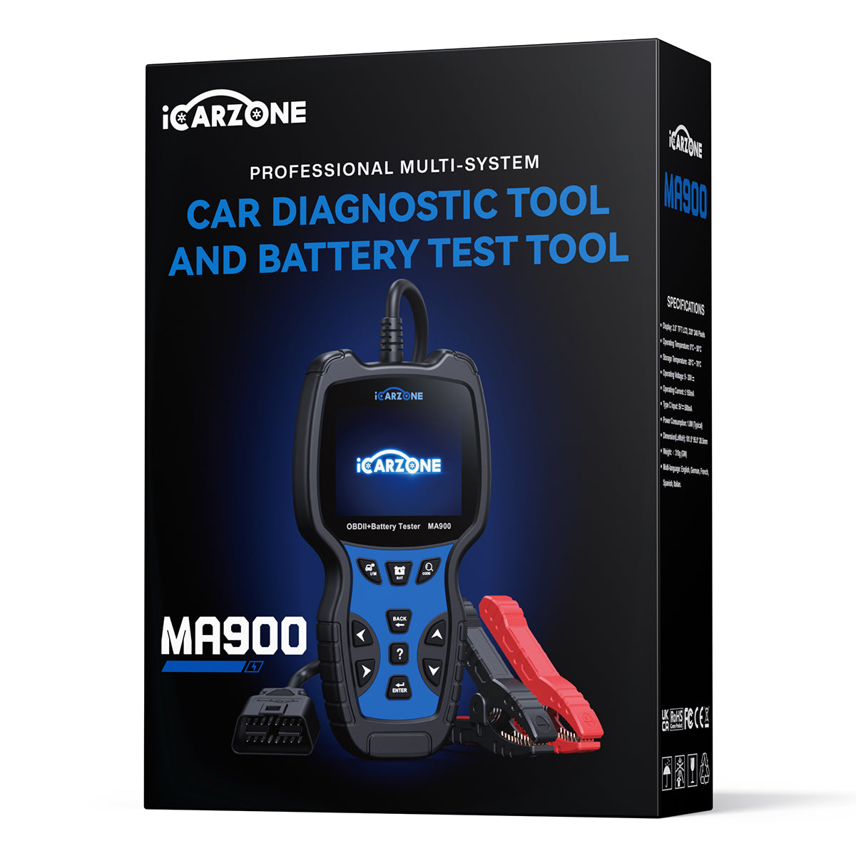 MA900 2-in-1 OBD2 Diagnostic Scanner & 12V/24V Battery Tester