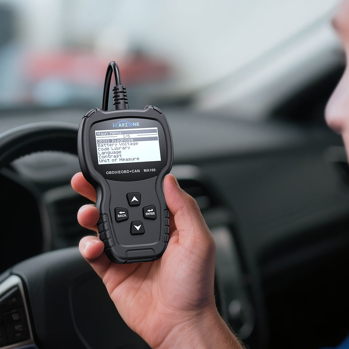 MA100 Plug-and-Play OBD2 Code Reader with Check Engine Light Reset