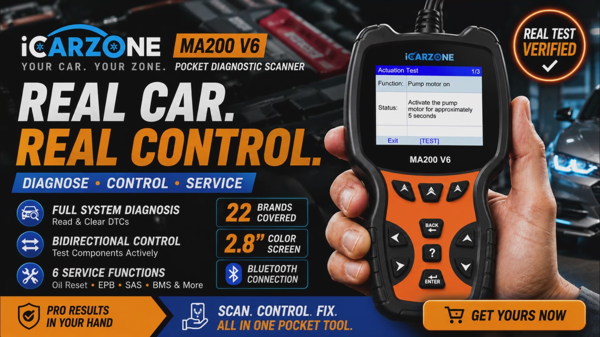 MA200 V6 OBD2 Diagnostic Scanner with Full ECU Diagnosis