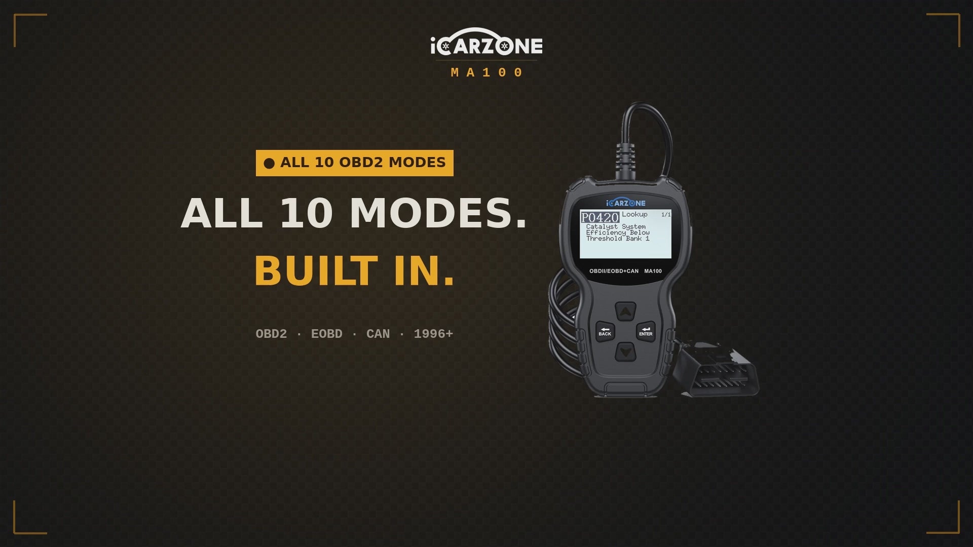 MA100 Plug-and-Play OBD2 Code Reader with Check Engine Light Reset