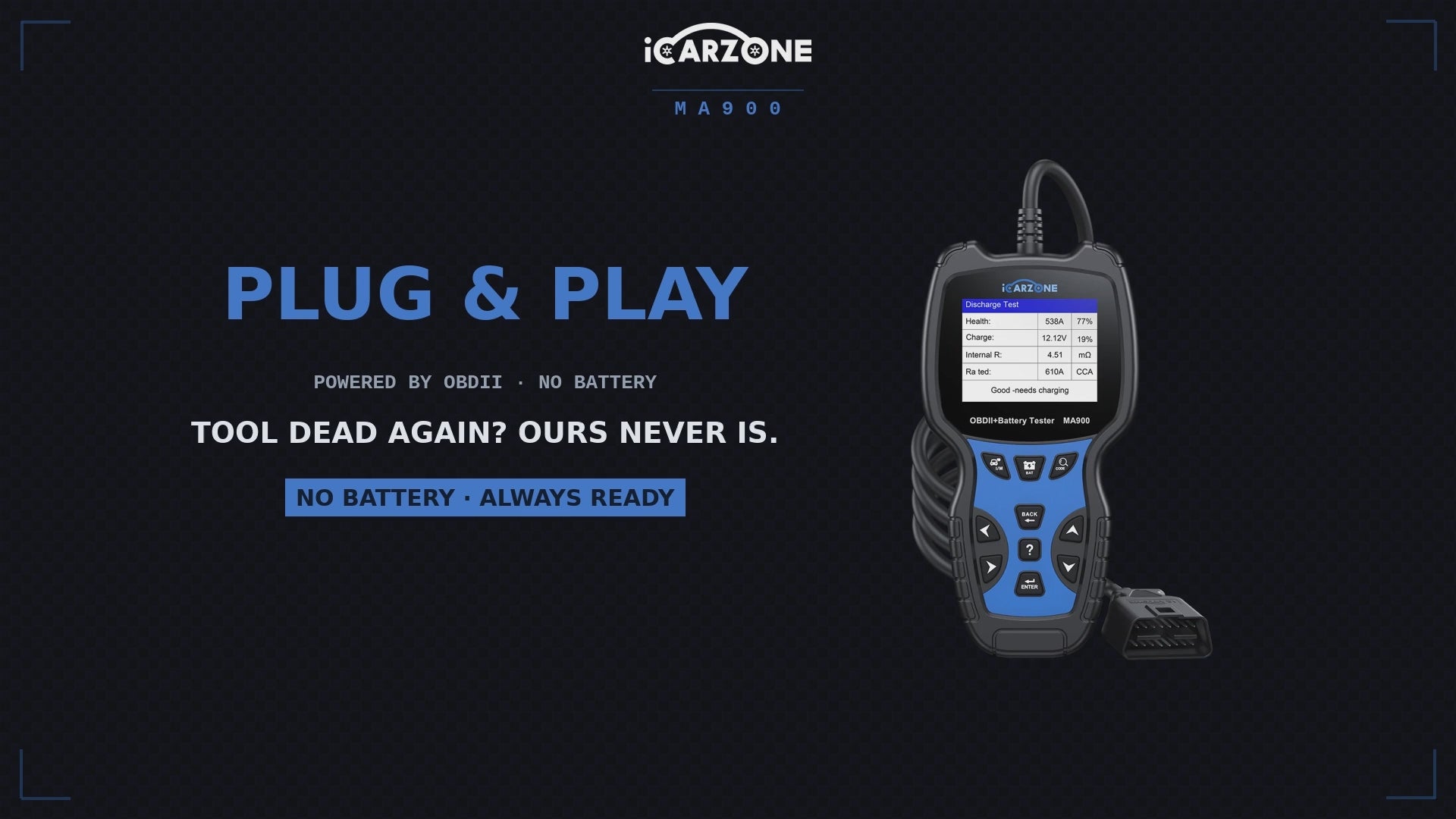 MA900 2-in-1 OBD2 Diagnostic Scanner & 12V/24V Battery Tester